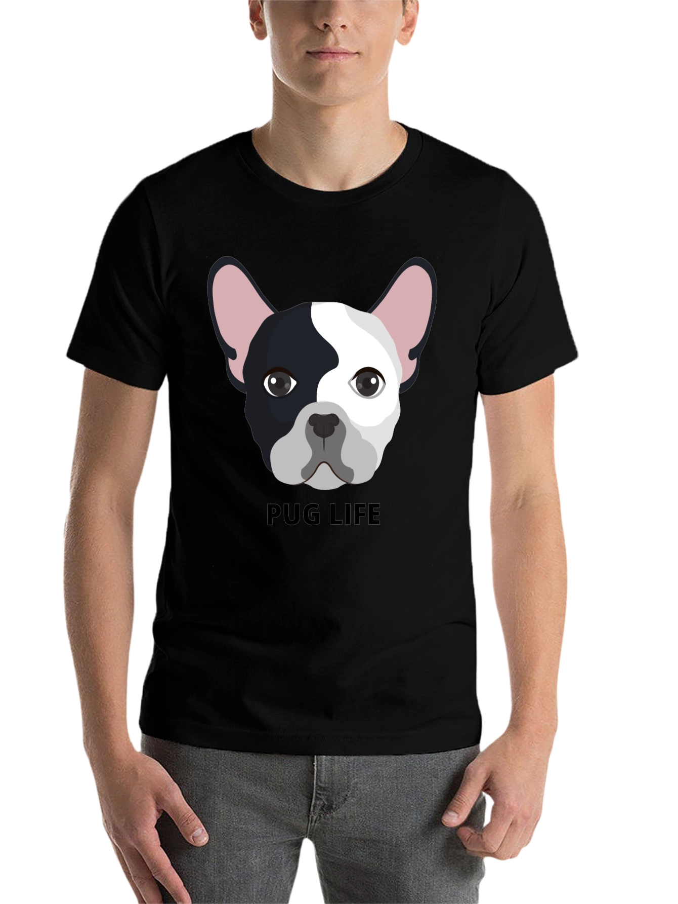 Black Pug Life Graphic Tee - Black Cotton T-Shirt view 7