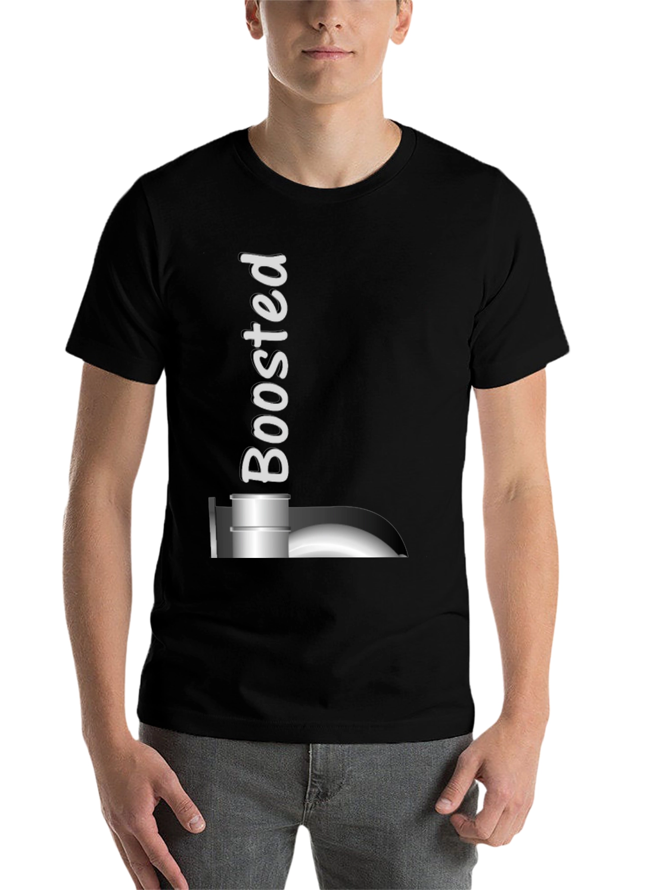 Black Boosted Black T-Shirt: Turbocharged Style! view 7