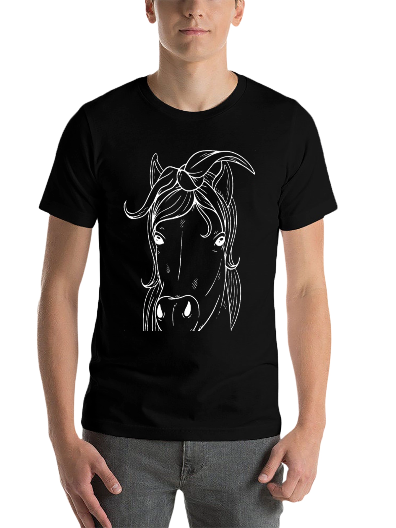 Black Horse Graphic Tee - Black Unisex T-Shirt view 7