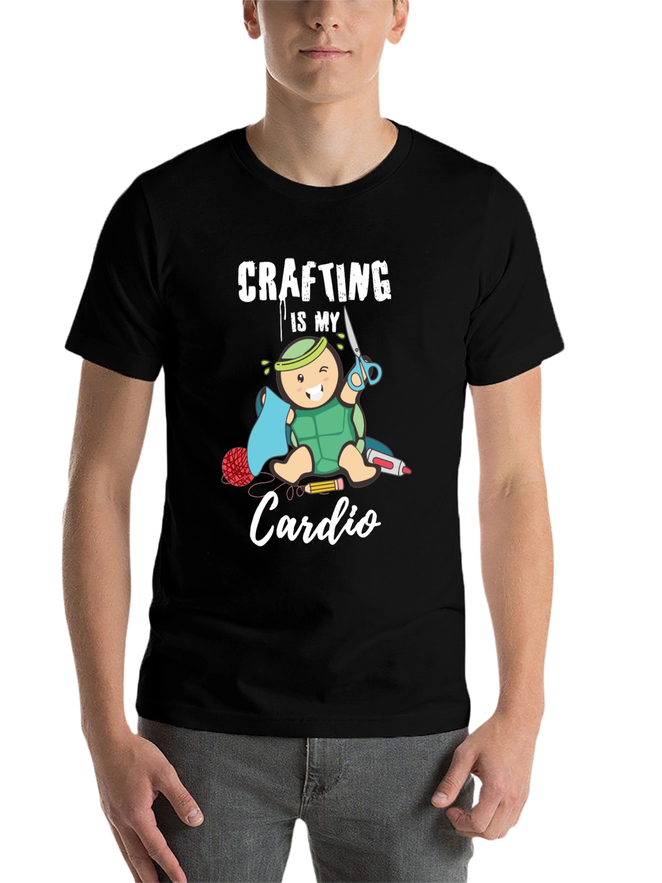 Black Crafting is My Cardio T-Shirt - Turtle Crafter view 7