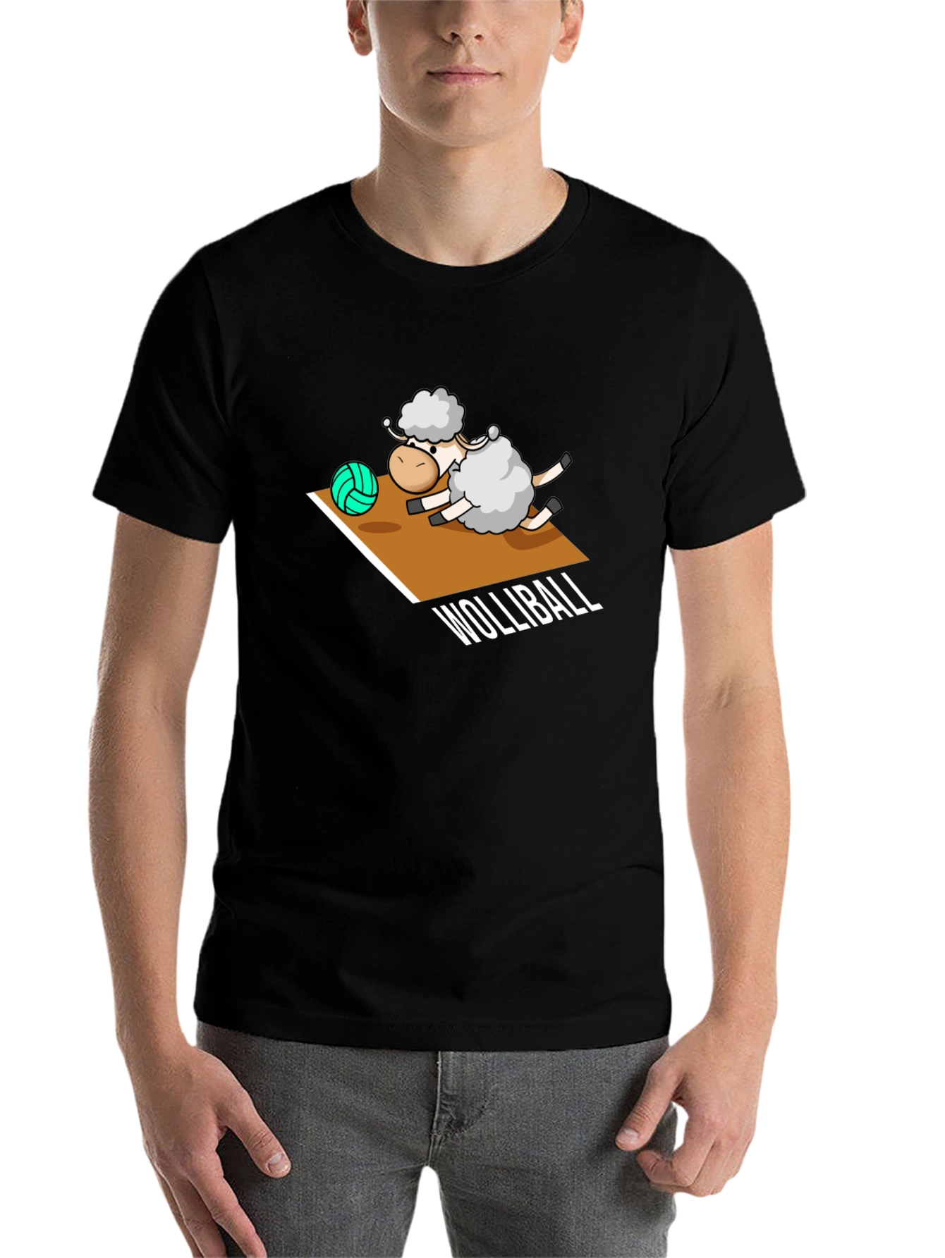 Black Wolliball Sheep Graphic T-Shirt view 7