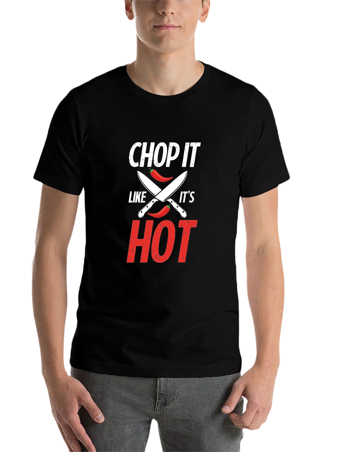 Black Chop It Like It's Hot T-Shirt - Foodie Gift view 7