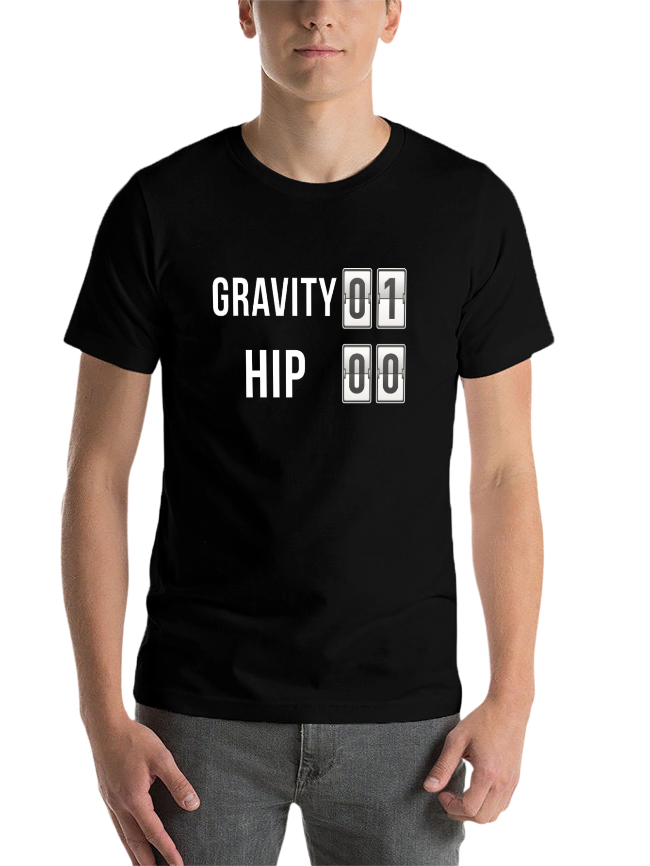Black Gravity Hip T-Shirt - Men's Black Novelty Tee view 7