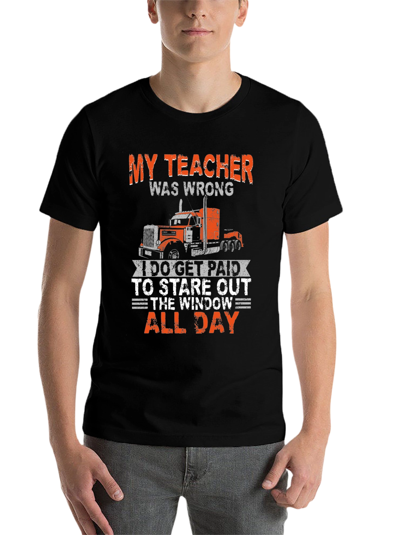 Black Trucker T-Shirt: My Teacher Was Wrong view 7