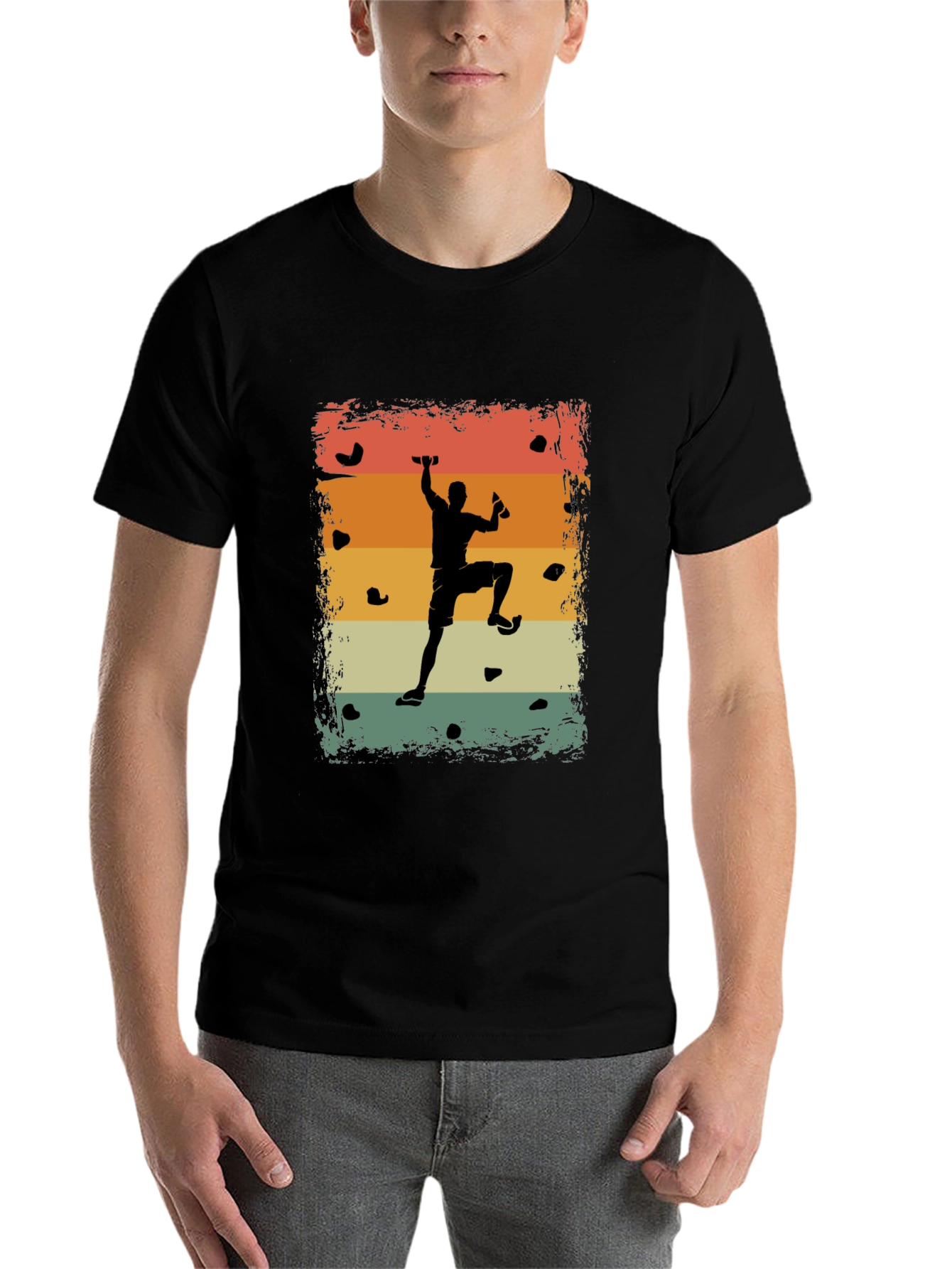 Black Retro Rock Climber T-Shirt - Black view 7