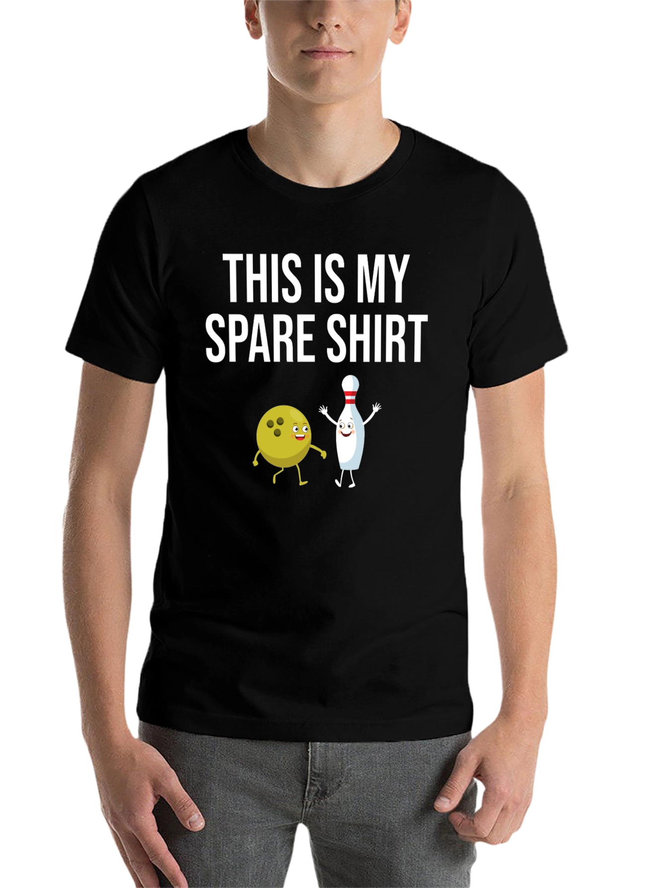 Black Bowling Spare T-Shirt - Funny Bowling Apparel view 7