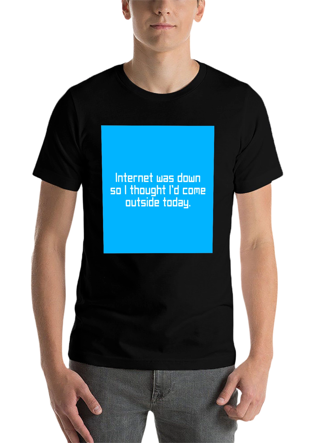 Black Funny "Internet Down" Graphic Tee - Black view 7