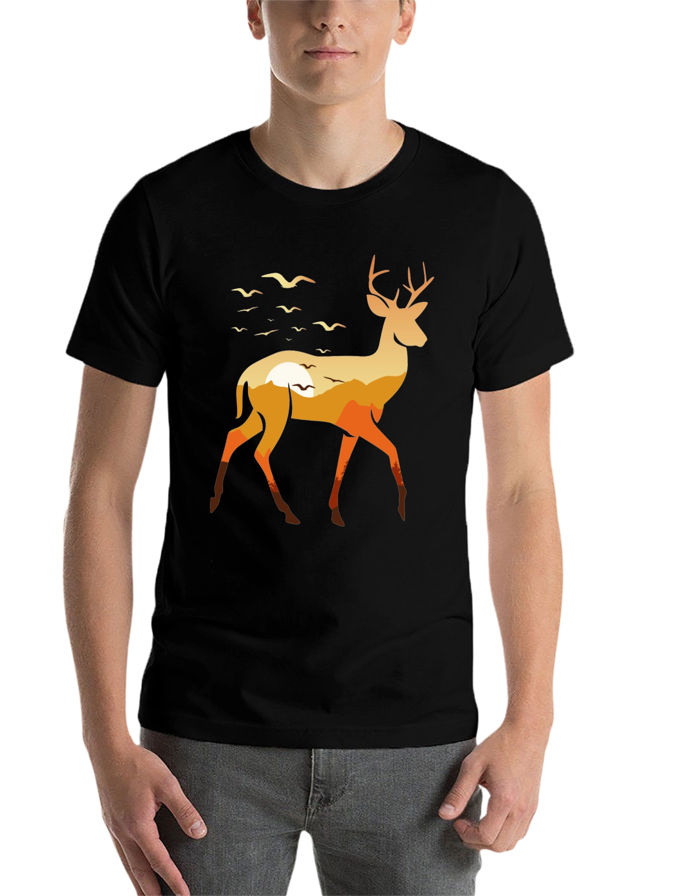 Black Nature Deer Graphic Tee - Stylish & Unique view 7