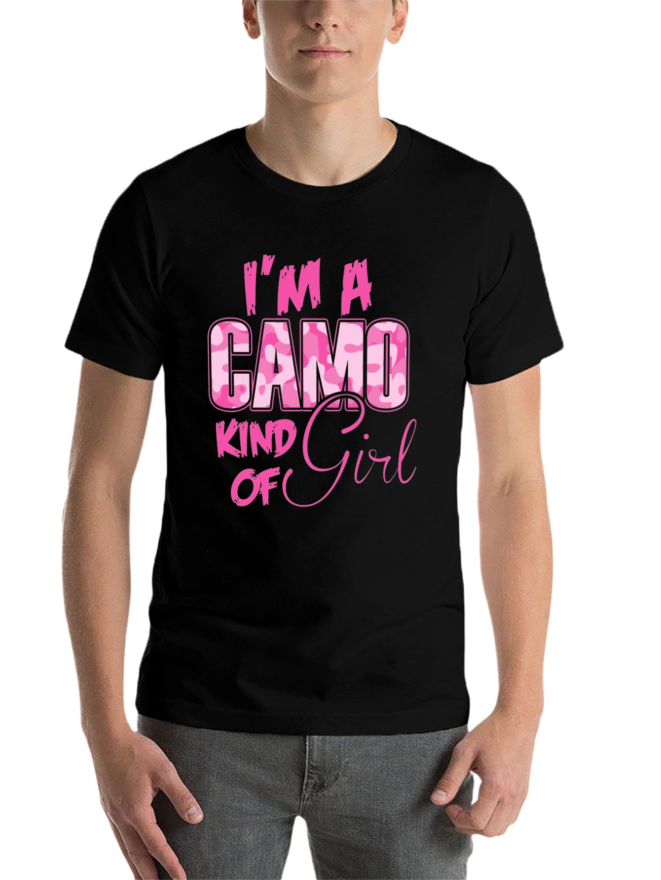 Black Camo Kind of Girl T-Shirt - Pink Camouflage view 7