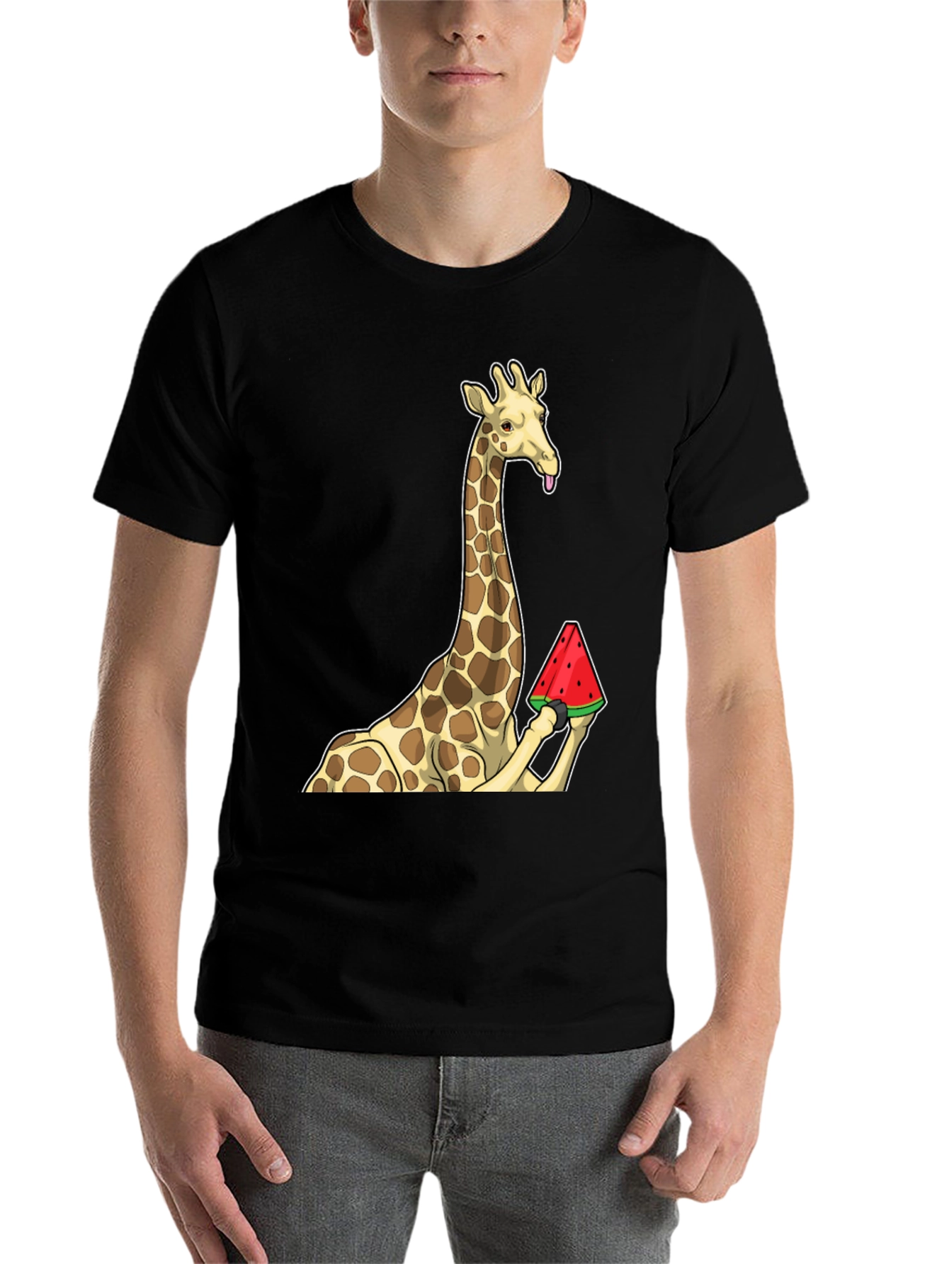 Black Giraffe Watermelon Graphic T-Shirt - Unique Design! view 7