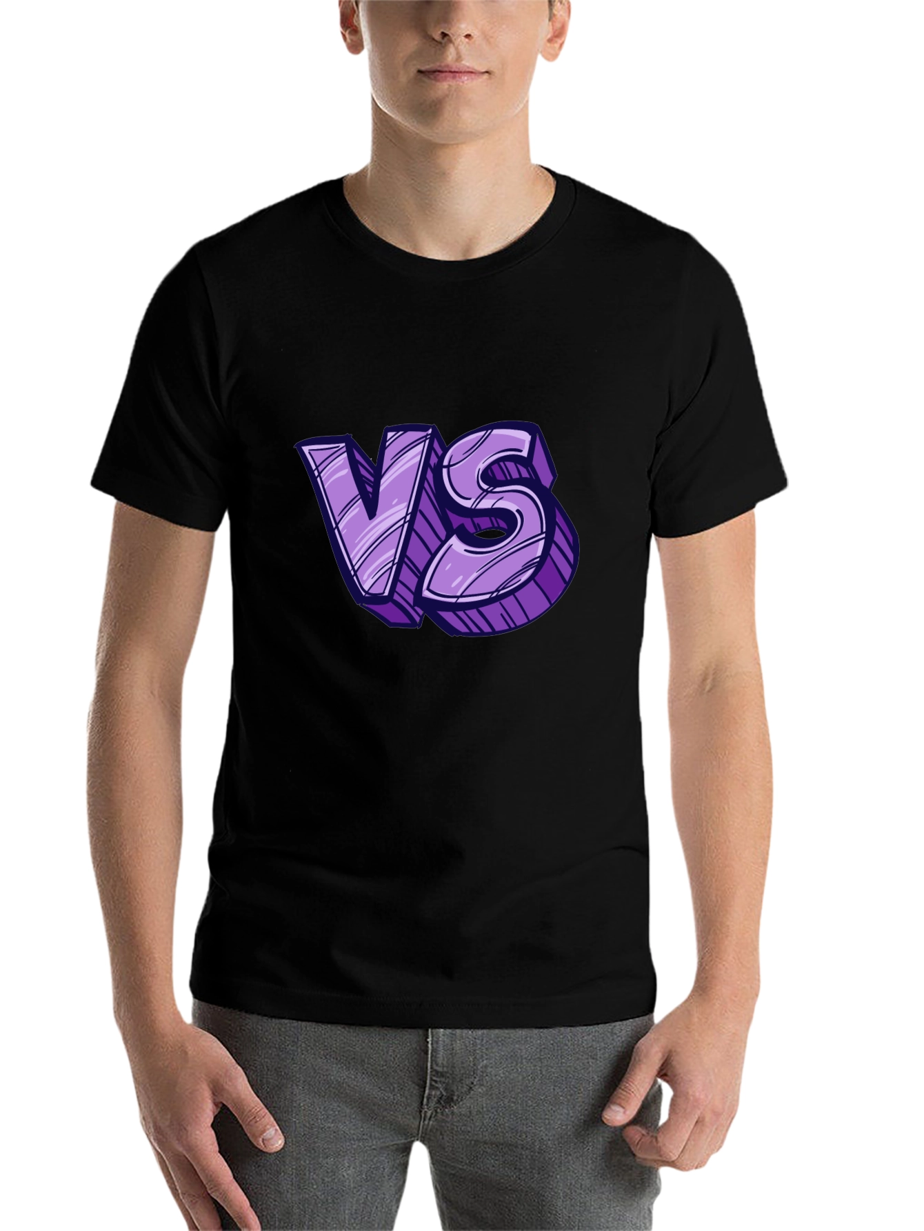 Black Versus Graphic Tee - Black Cotton T-Shirt view 7