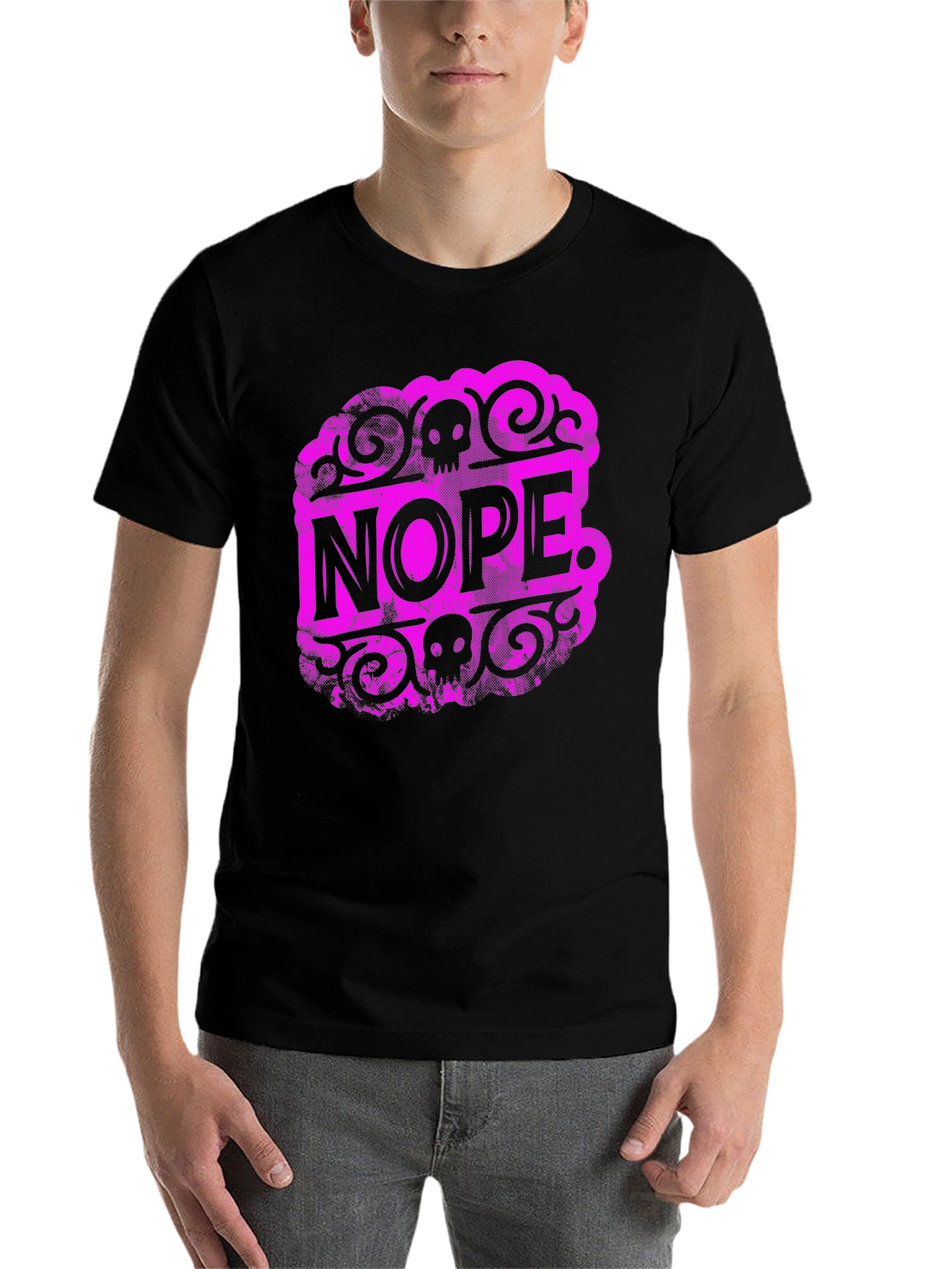 Black Nope Skull Graphic T-Shirt - Black view 7