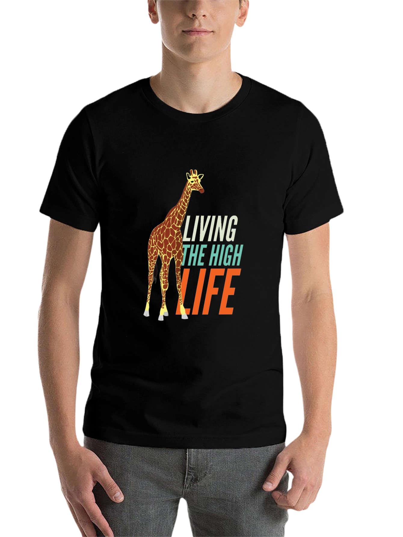 Black Living the High Life Giraffe Graphic Tee view 7