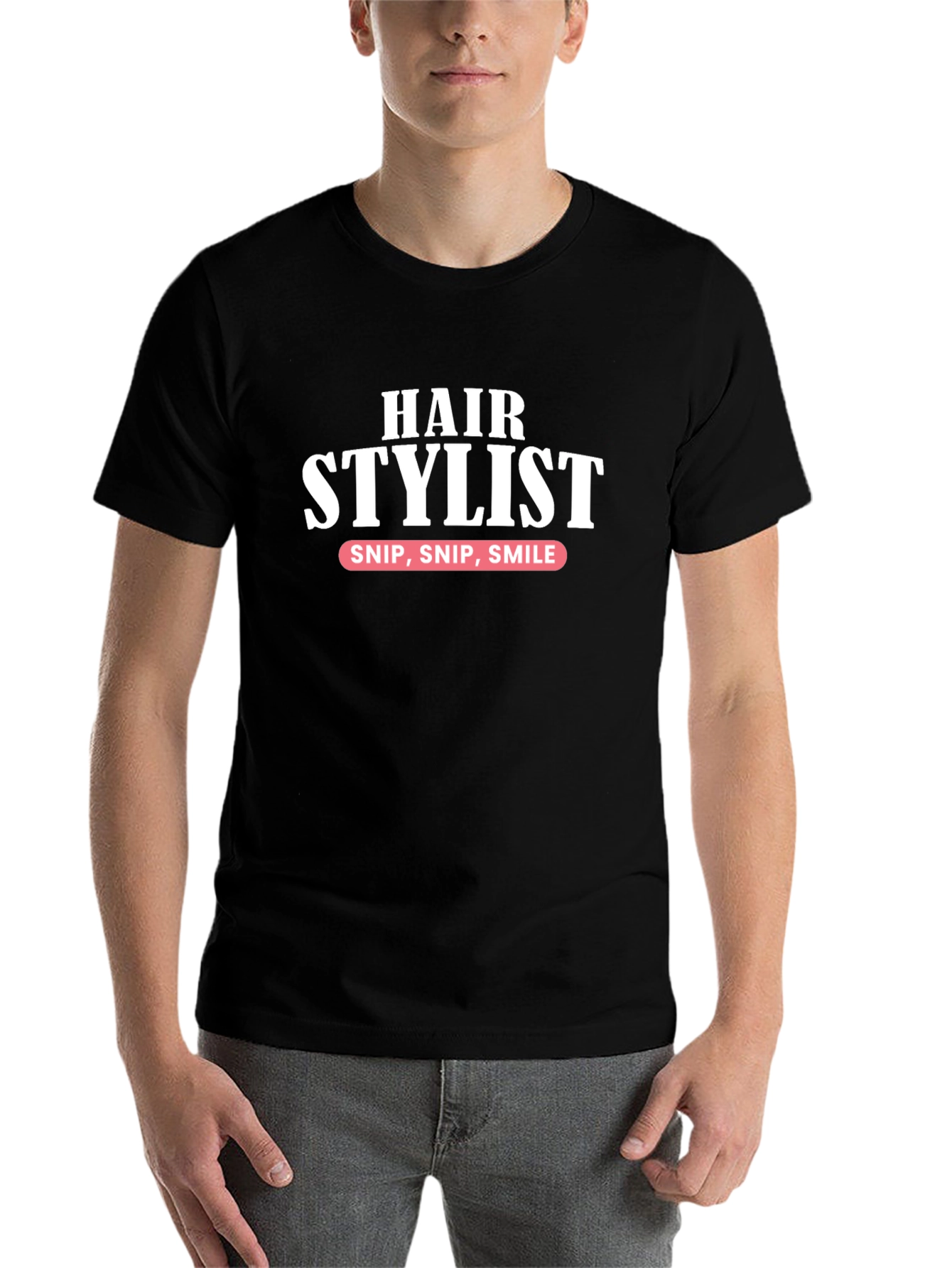 Black Hair Stylist Graphic Tee - Snip Snip Smile - Unisex view 7