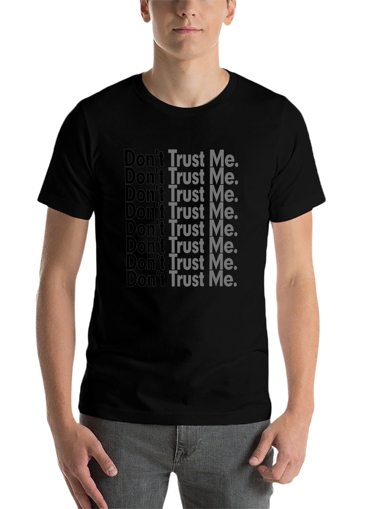 Black Don't Trust Me Graphic Print Black T-Shirt view 7