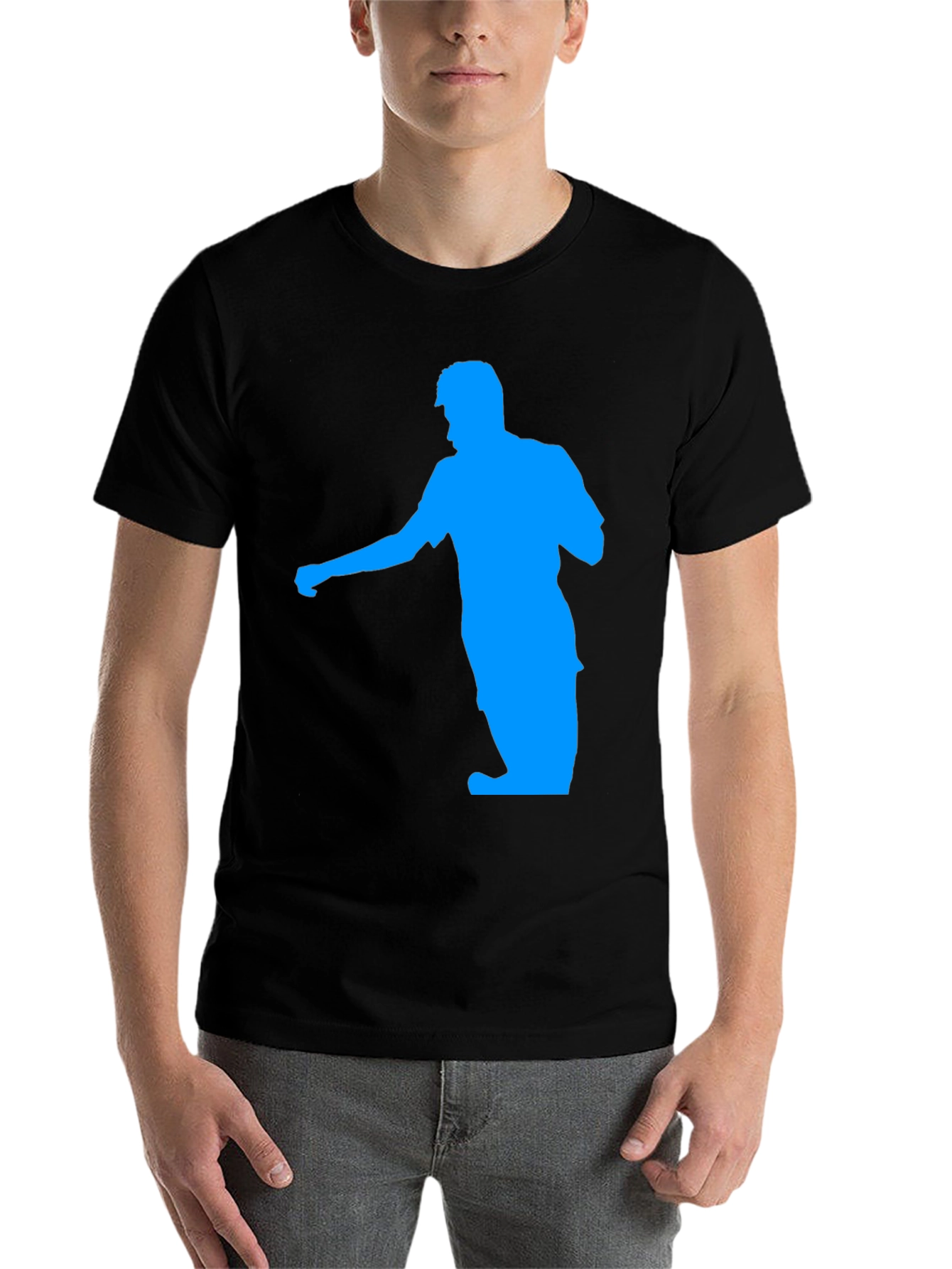 Black Cool Graphic Tee - Blue Silhouette on Black T-Shirt view 7