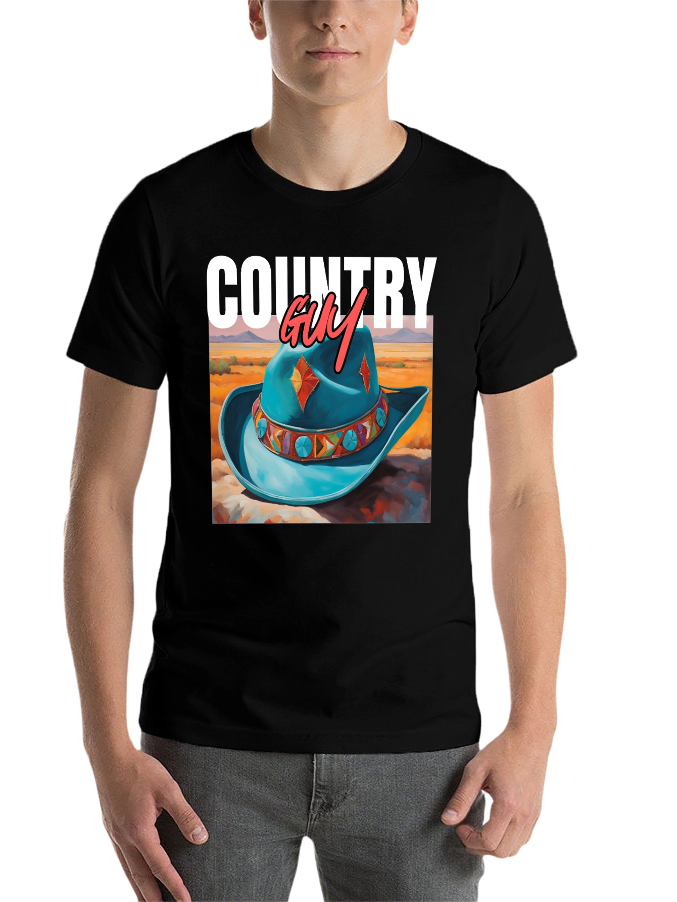 Country Guy Graphic Tee - Western Cowboy Hat Design - 7