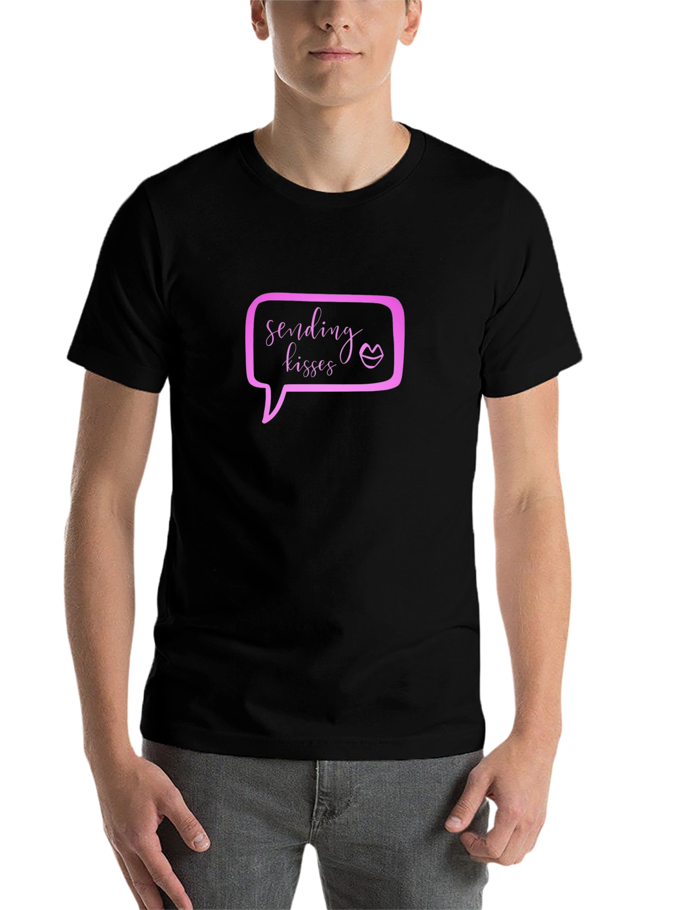 Black Sending Kisses Graphic Tee - Black view 7