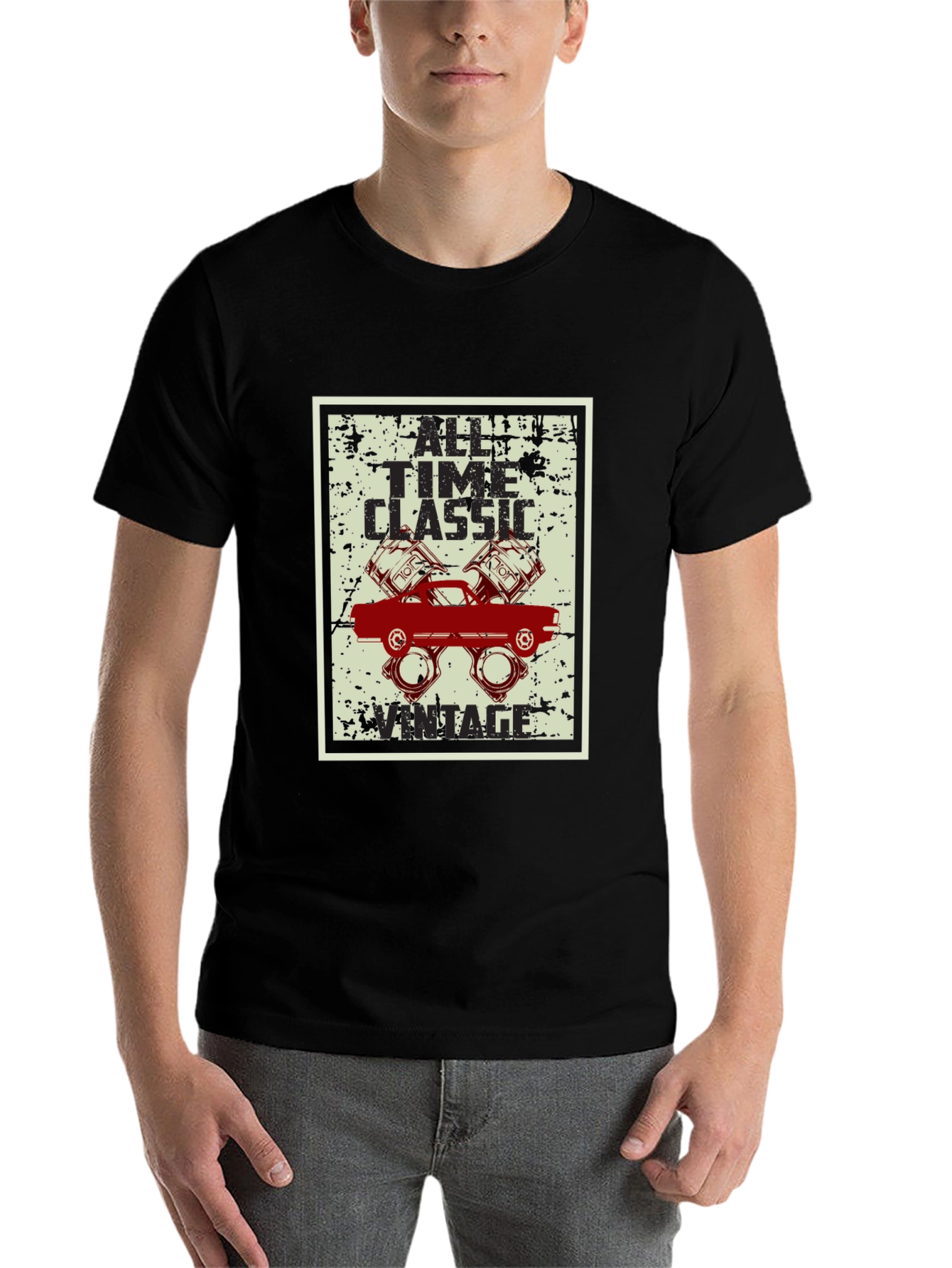 Black All Time Classic Vintage Car Graphic T-Shirt view 7