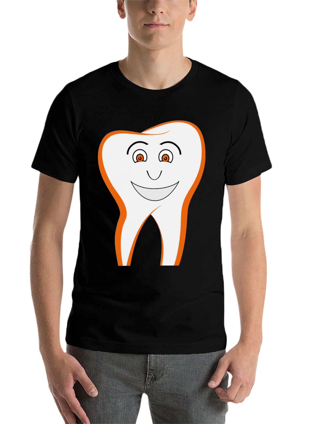 Black Smiling Tooth Graphic Tee - Black Cotton Blend T-Shirt view 7