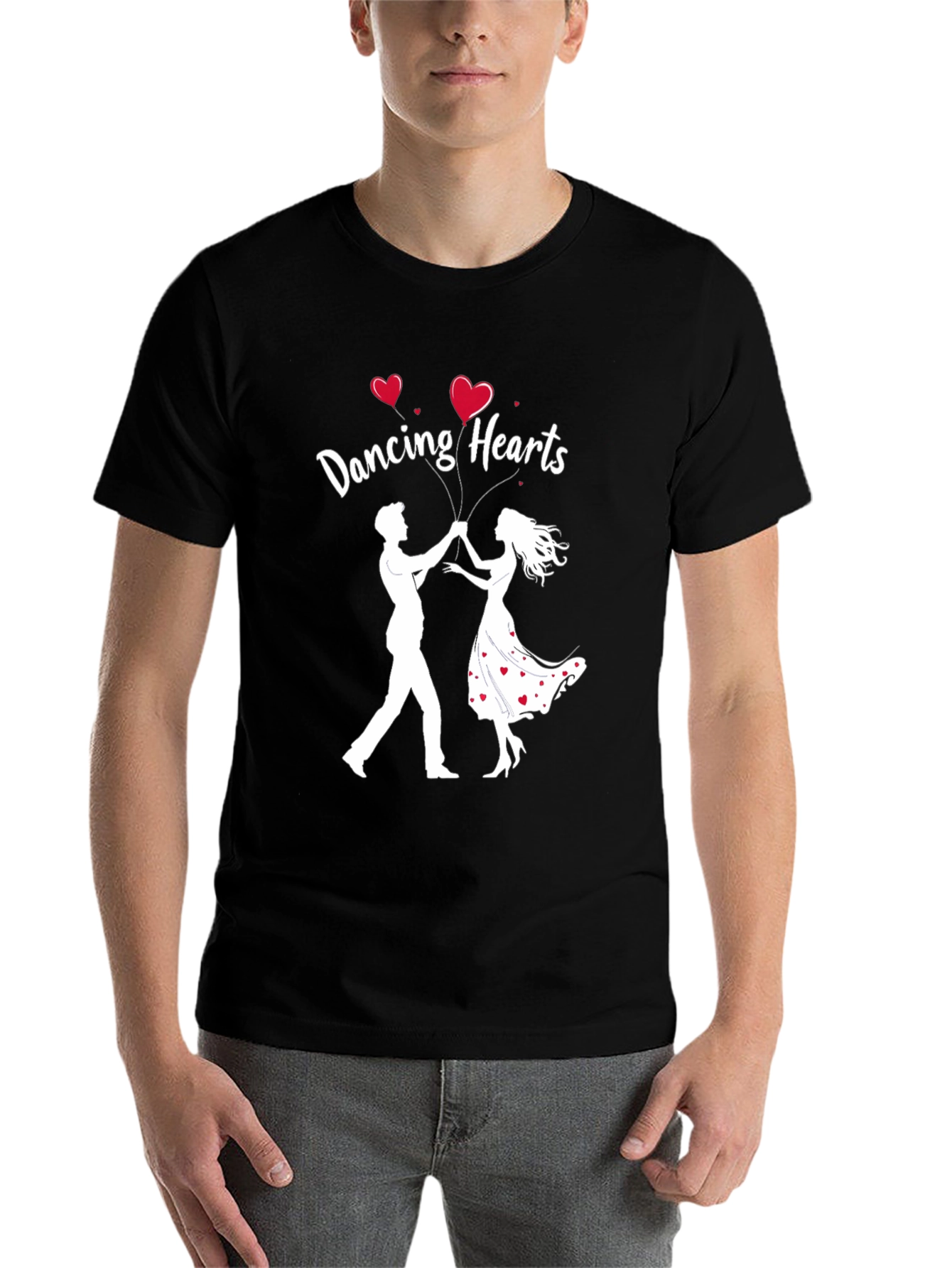 Black Dancing Hearts Graphic Black T-Shirt view 7