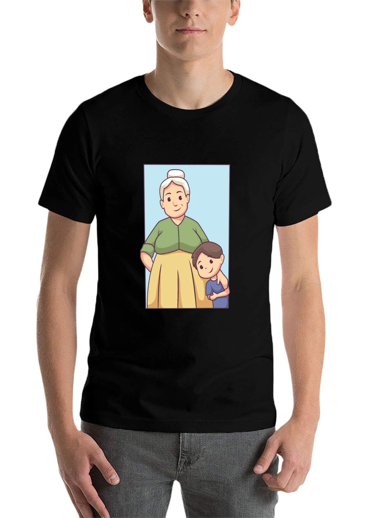 Black Cartoon Grandma and Grandson T-Shirt view 7
