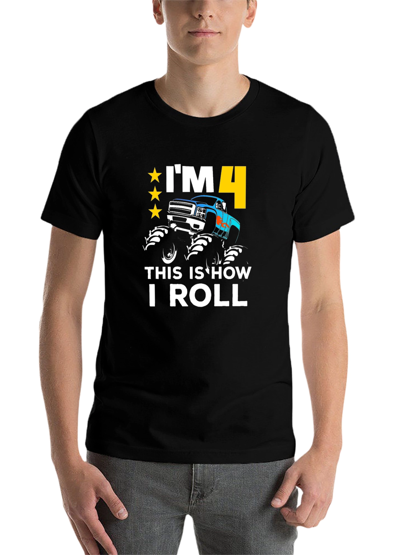 Black I'm 4 This is How I Roll T-Shirt view 7