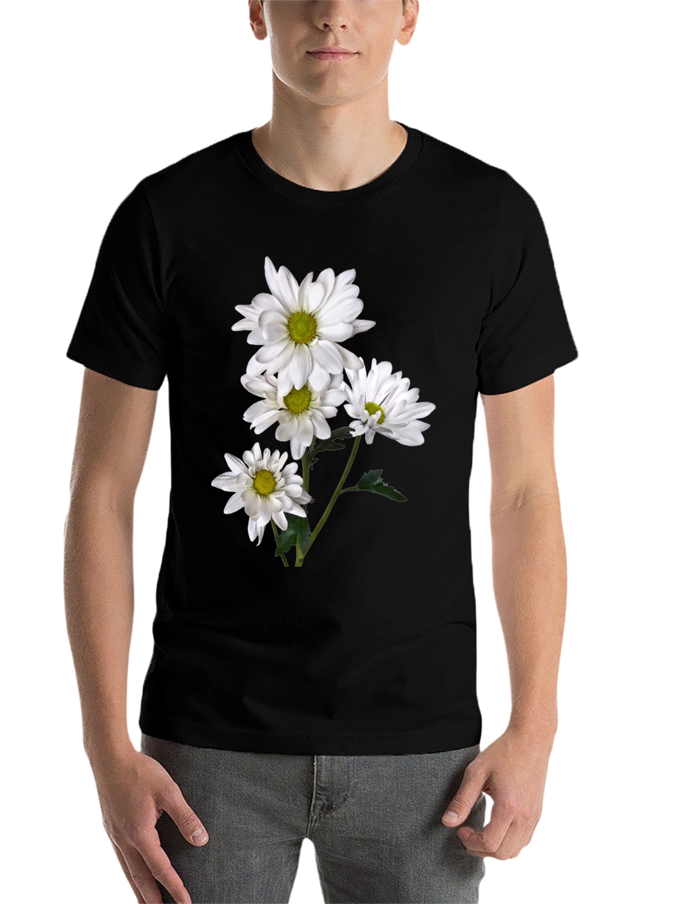 Black Floral Print Crew Neck T-Shirt view 7