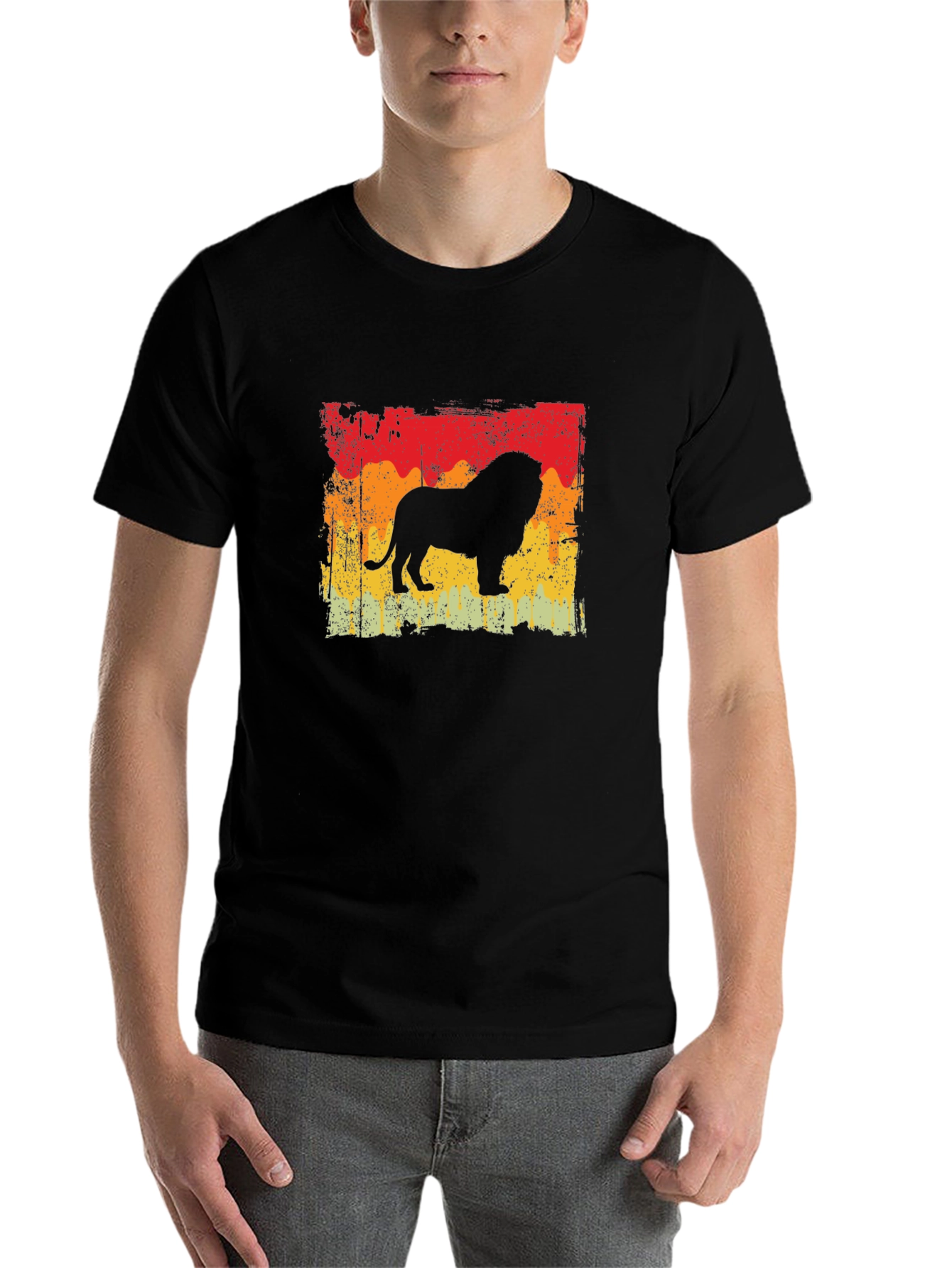 Black Lion Silhouette Graphic Tee - Black Cotton Blend view 7
