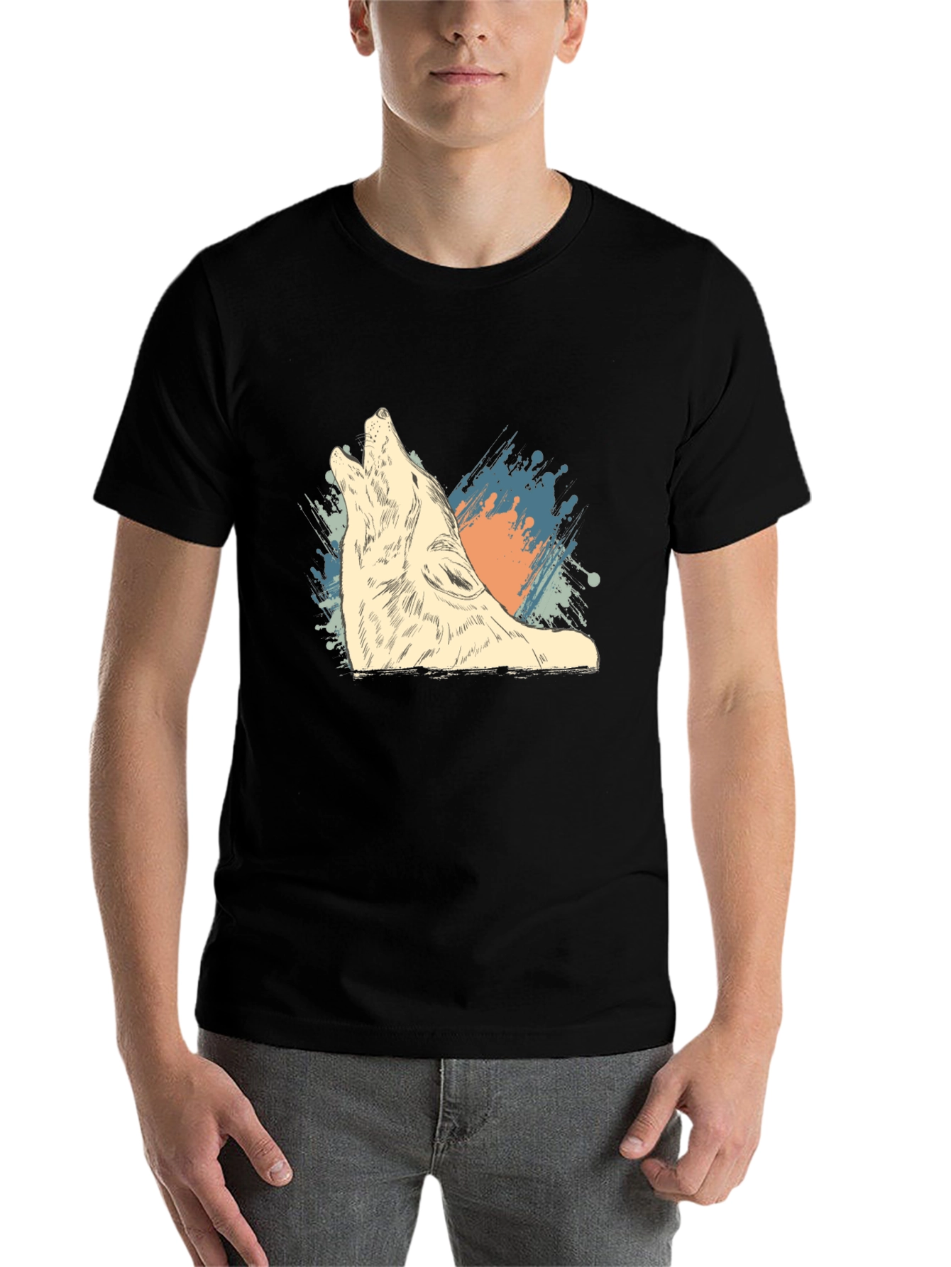 Black Wolf Graphic Tee - Men's Black T-Shirt view 7