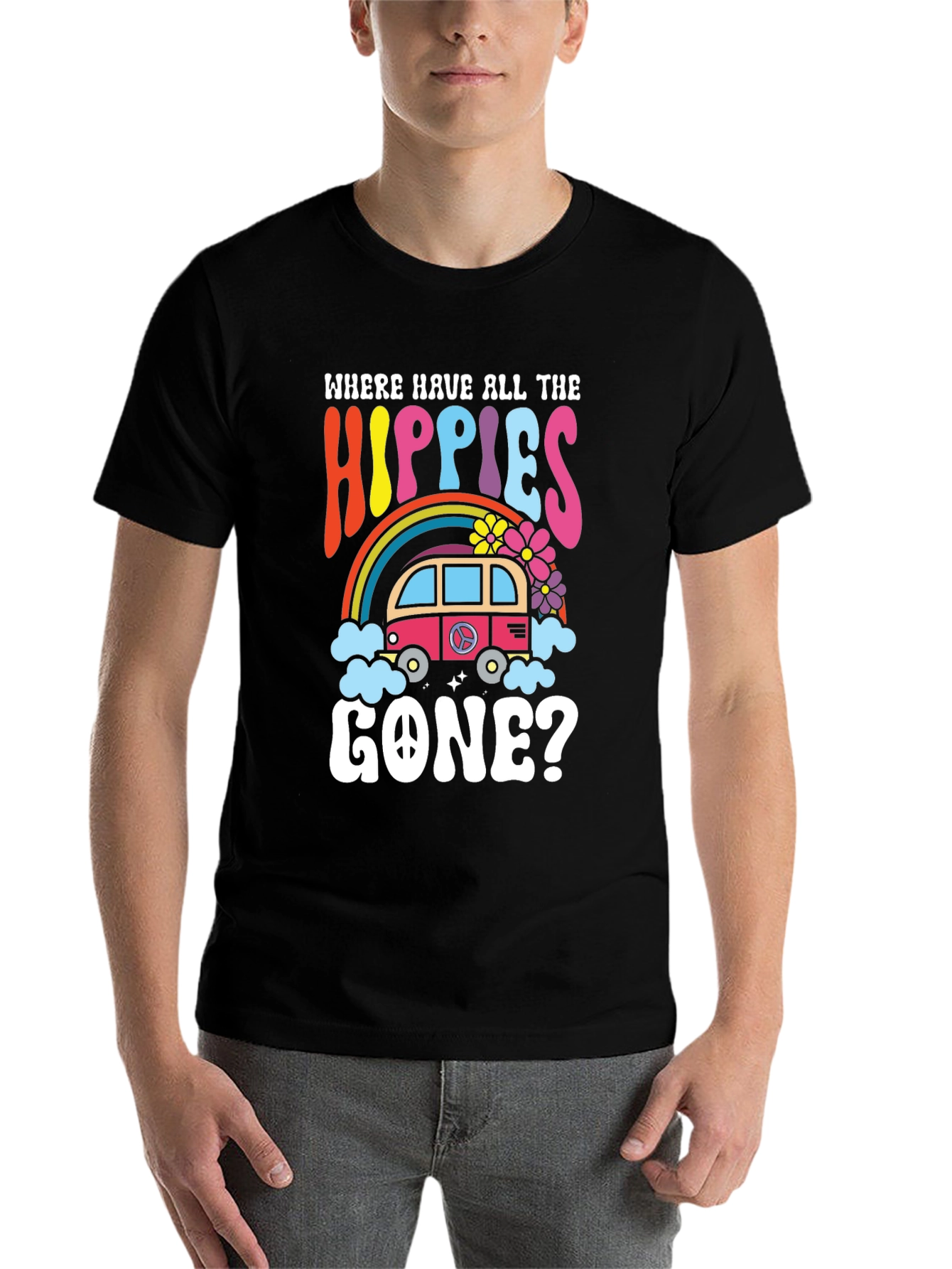 Black Where Have All The Hippies Gone Black T-Shirt view 7