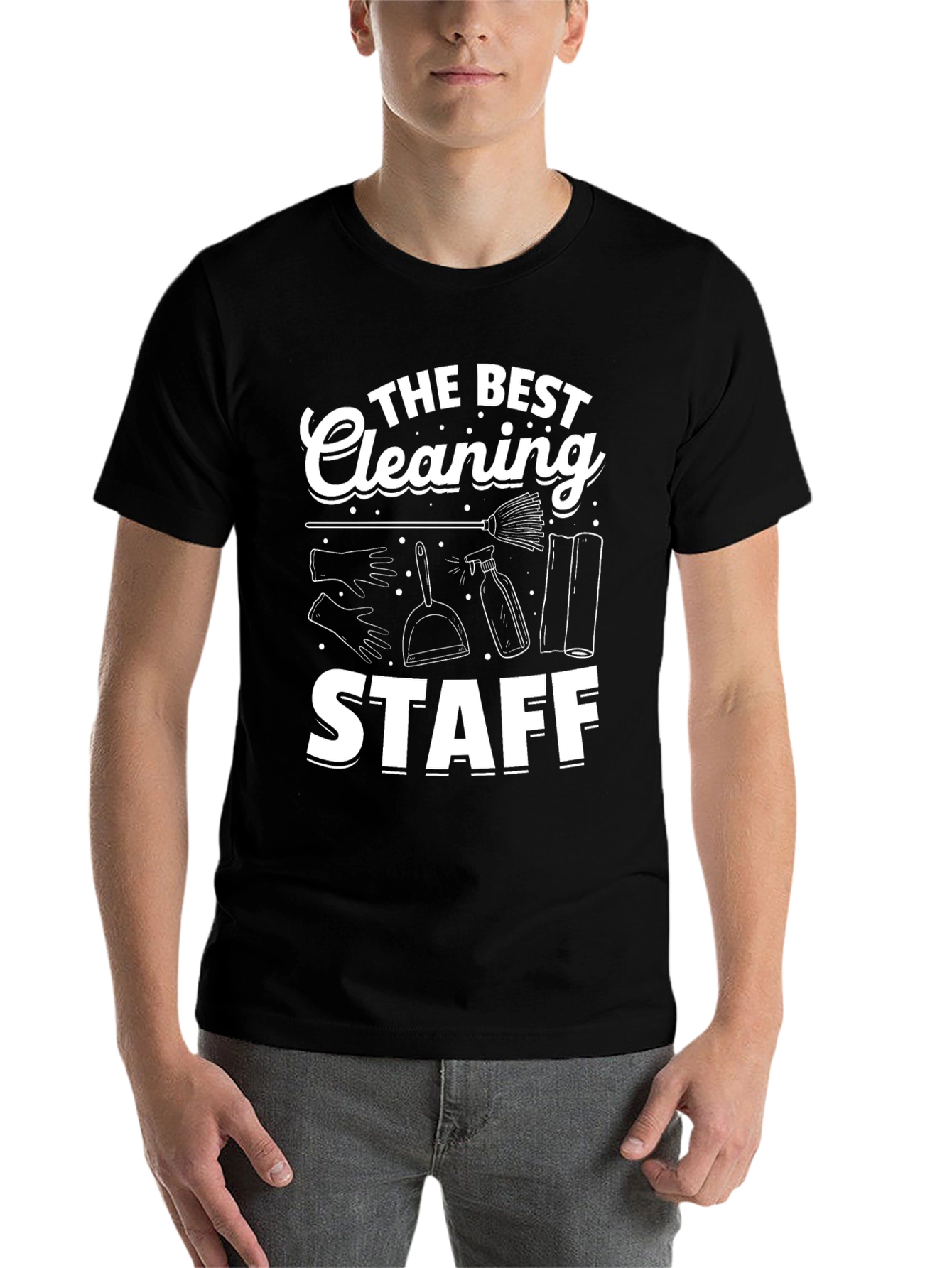 Black The Best Cleaning Staff T-Shirt view 7