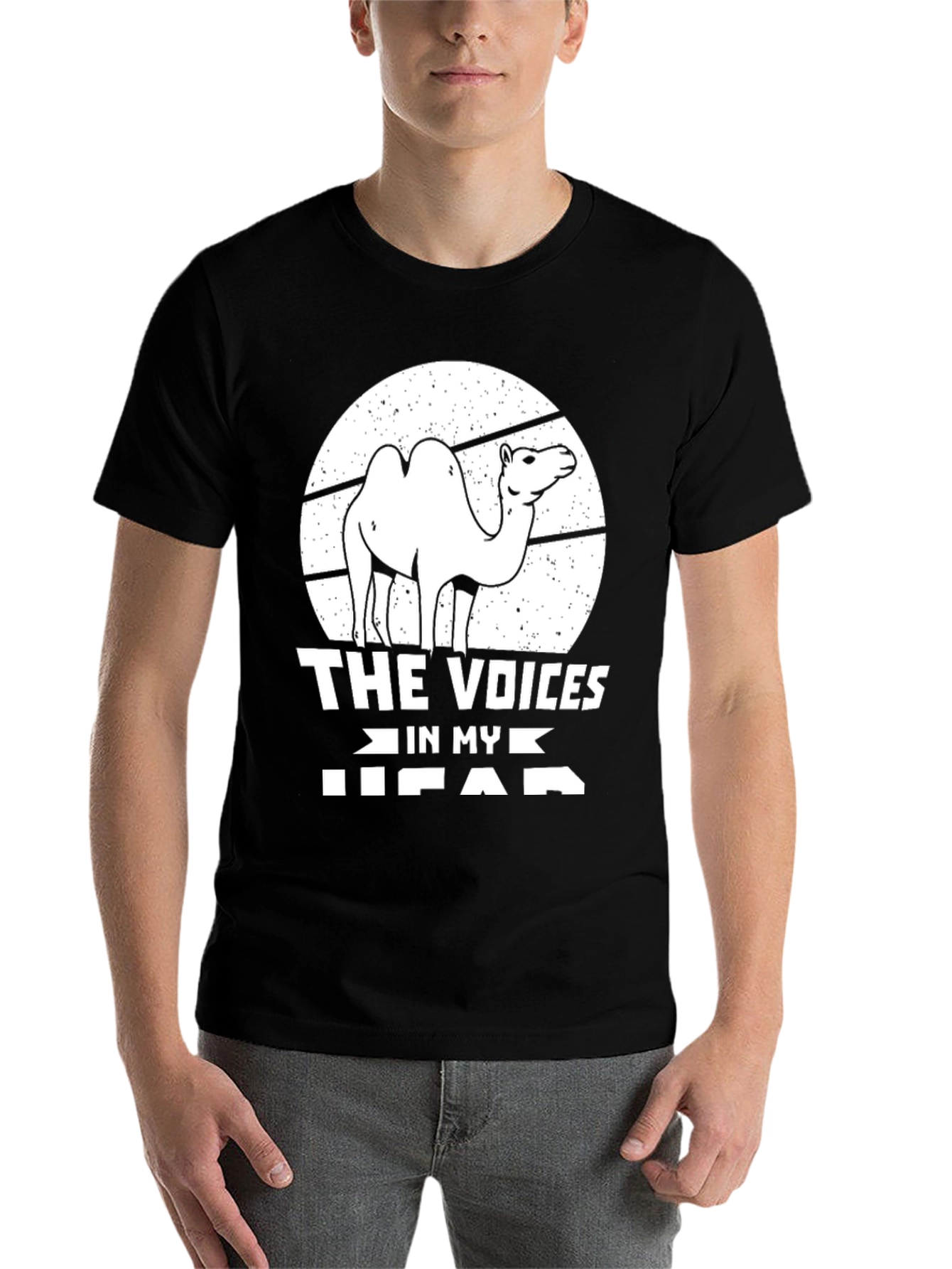 Black Funny Camel T-Shirt - The Voices In My Head Tee view 7