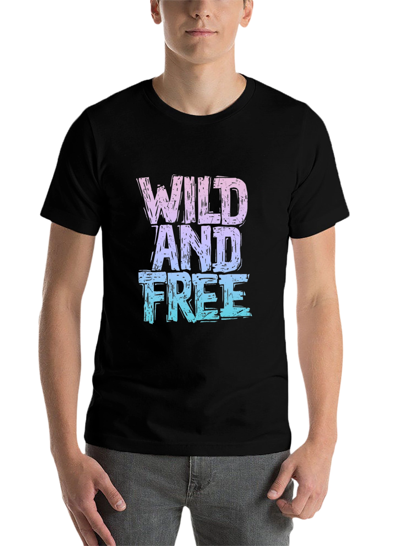 Black Wild And Free Graphic Print Black T-Shirt view 7
