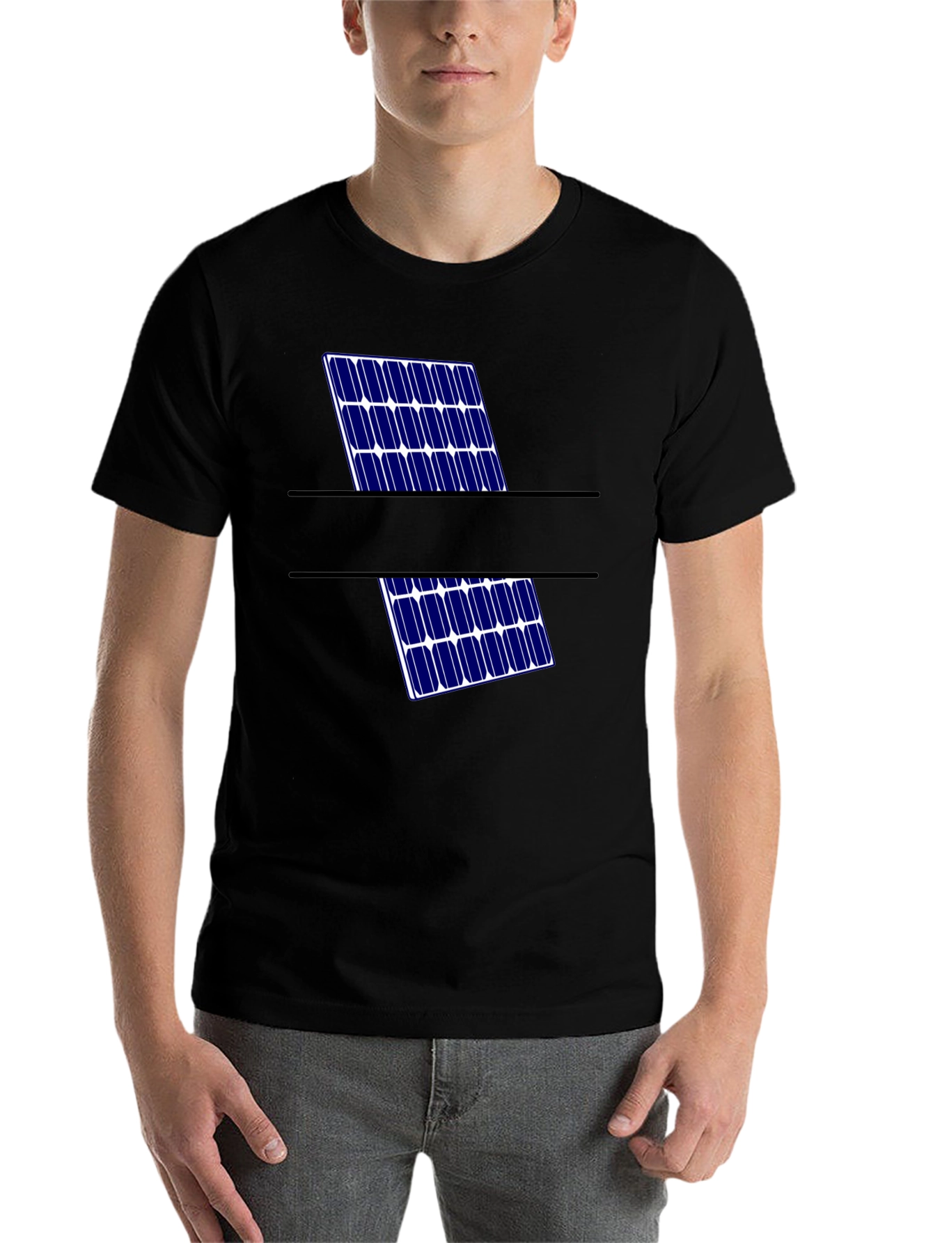 Black Solar Panel Graphic Tee - Eco-Friendly Style view 7