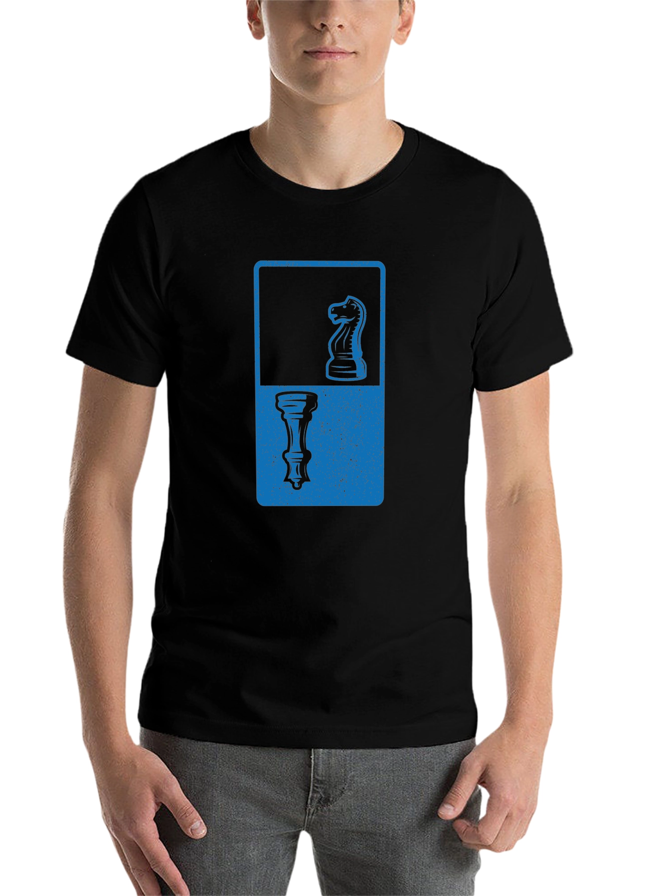 Chess Piece Graphic Tee - Knight & Rook Design - 7