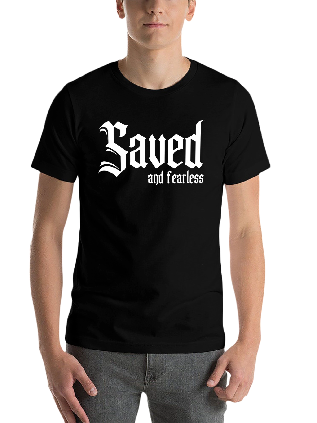 Black Saved and Fearless Black T-Shirt view 7
