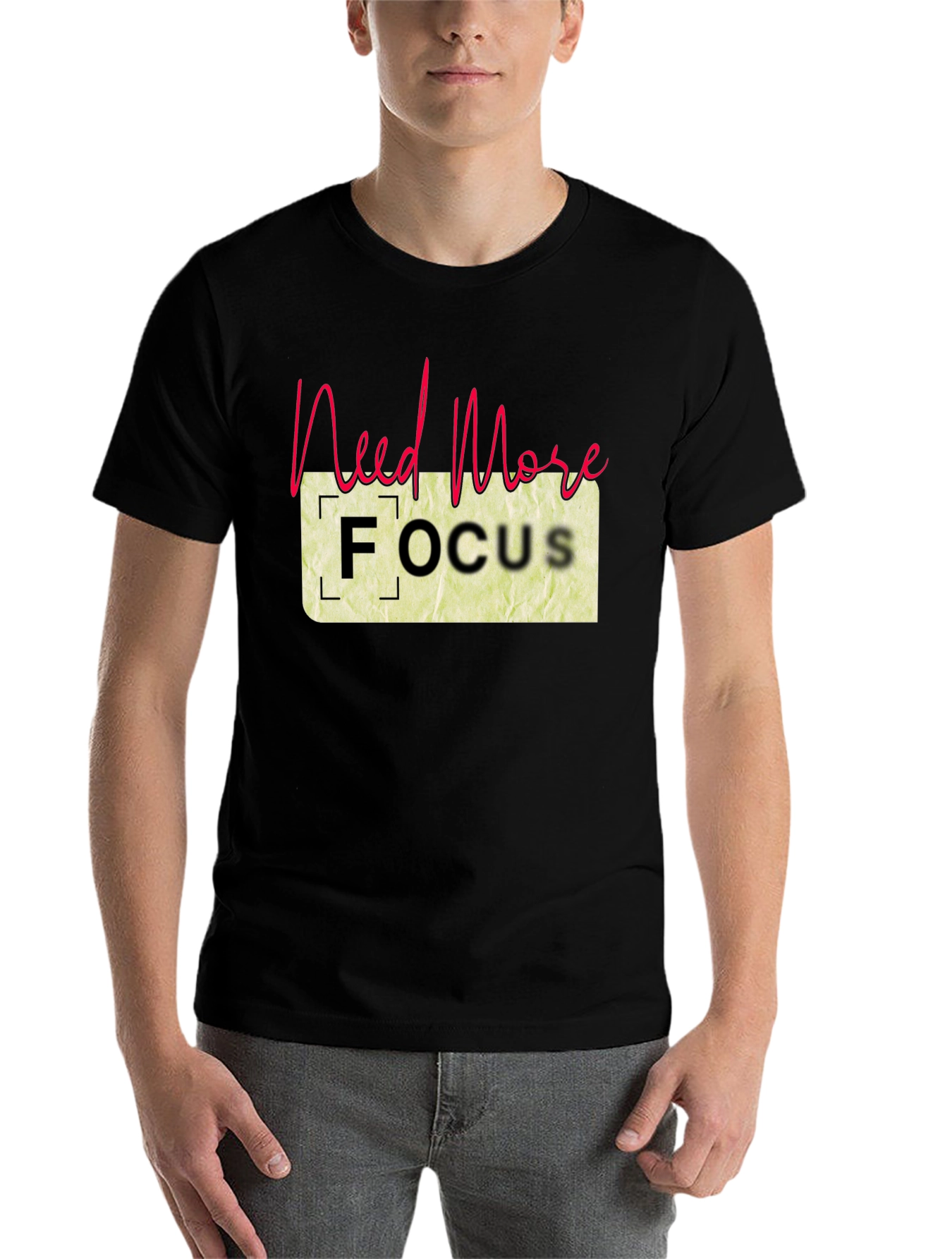 Black Need More Focus Black T-Shirt view 7