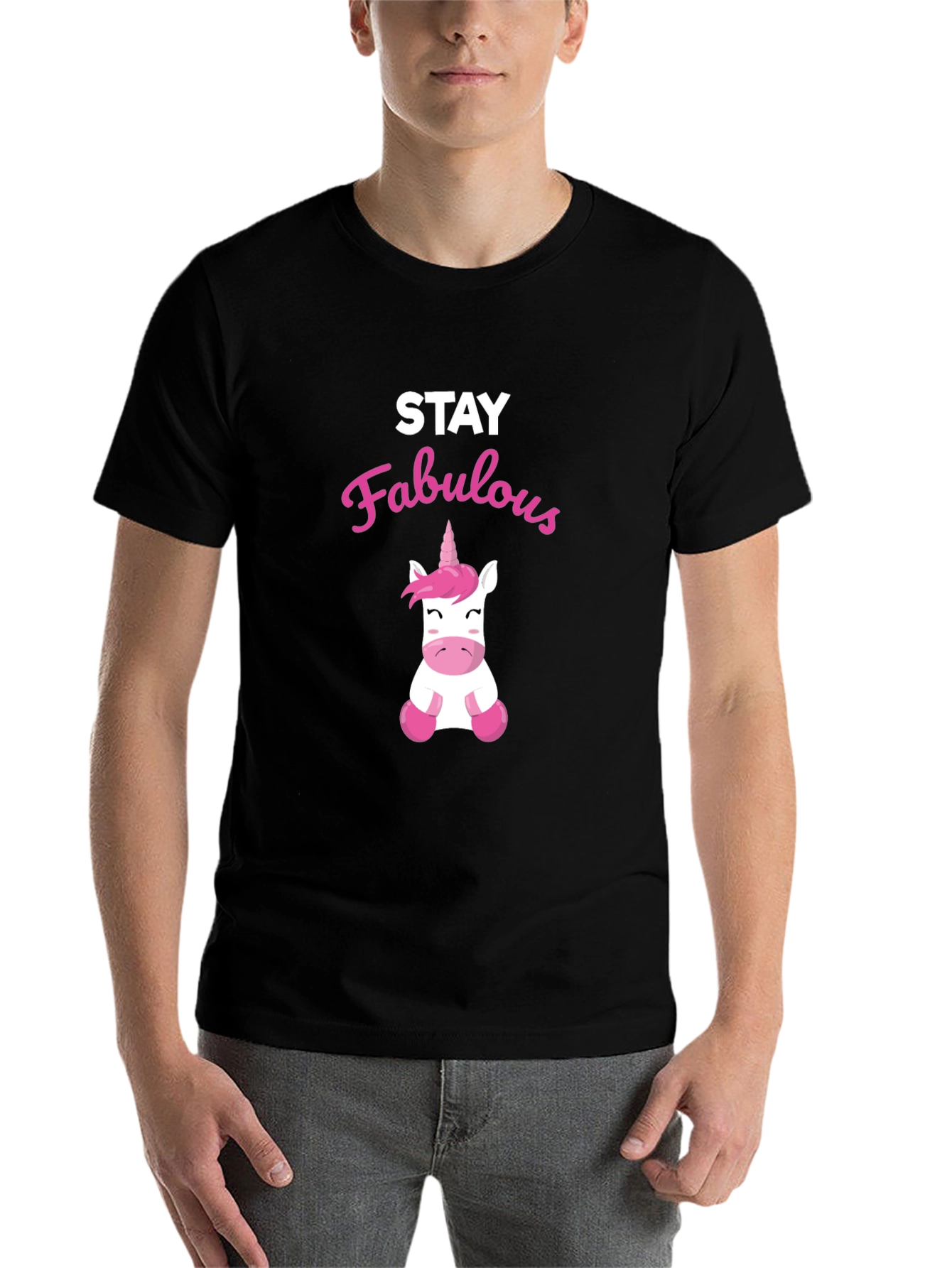 Black Stay Fabulous Unicorn Graphic Tee view 7