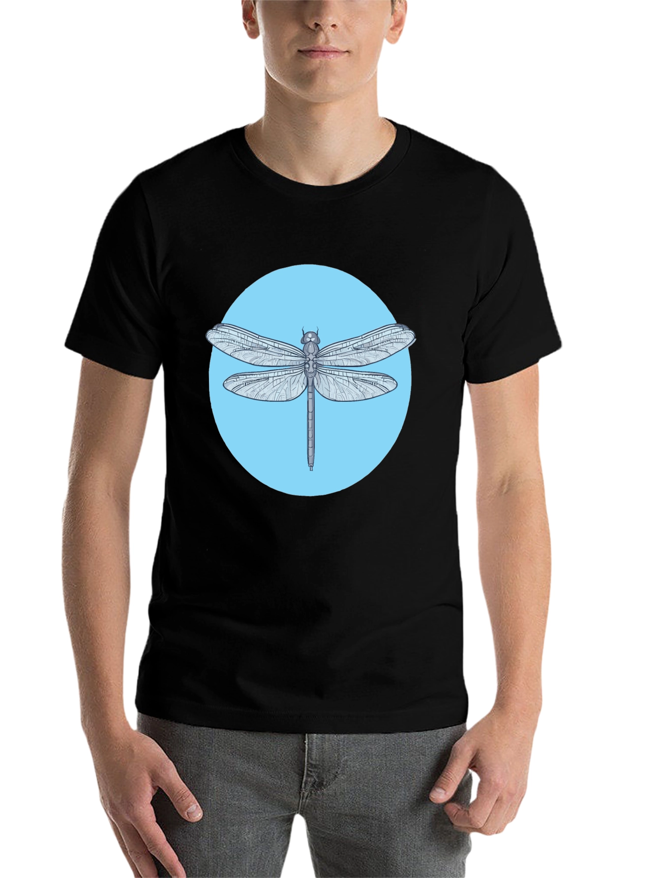 Black Dragonfly Graphic Tee - Black Cotton Blend view 7