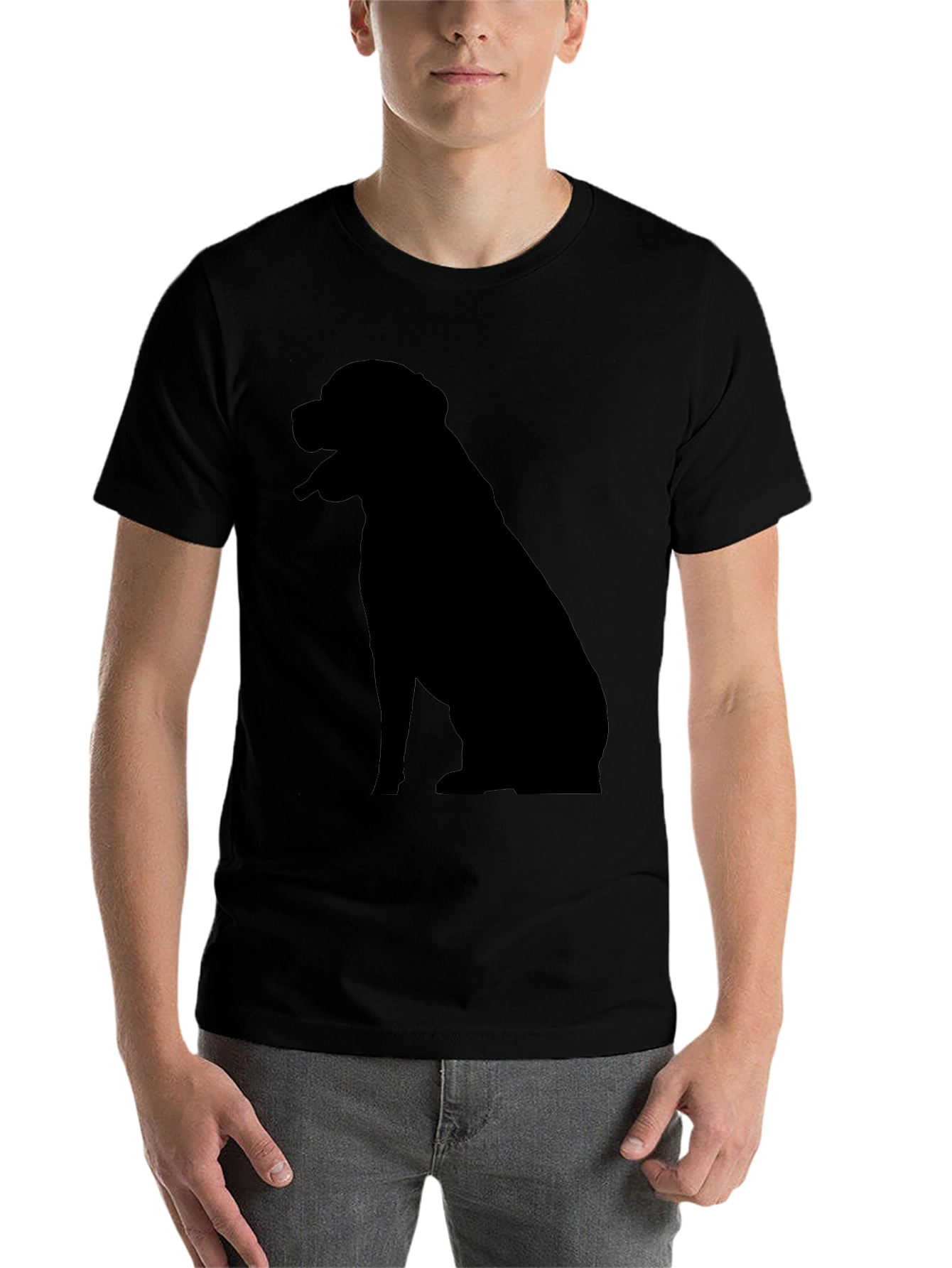 Black Dog Silhouette Graphic Tee - Men's Black T-Shirt view 7
