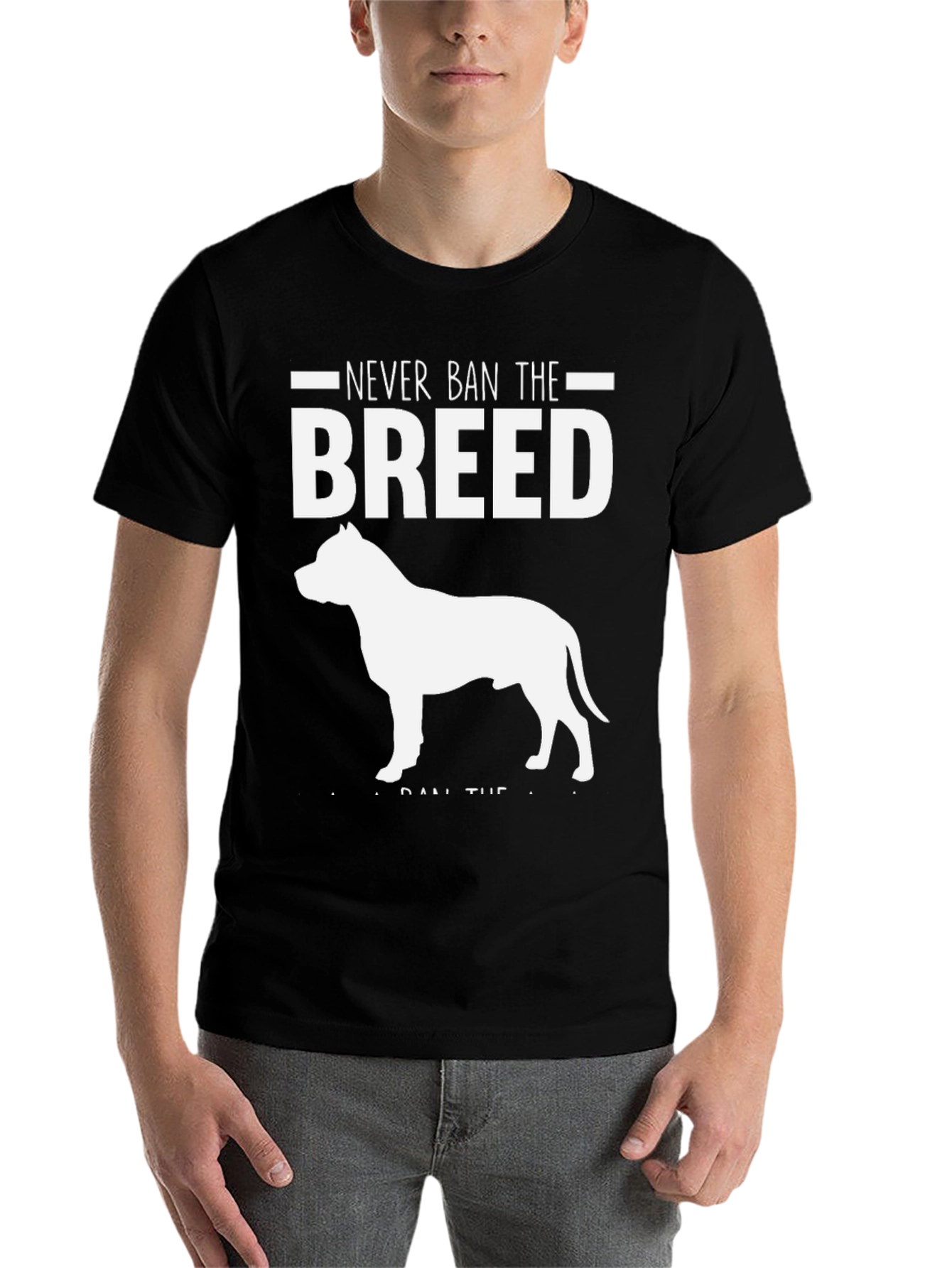Black Never Ban the Breed Dog T-Shirt view 7