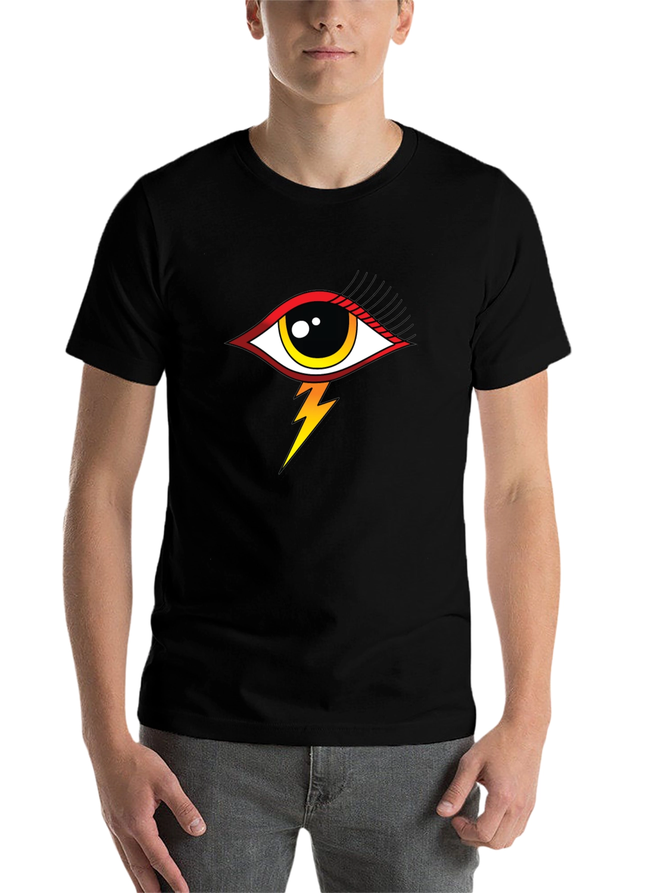Black Eye Lightning Bolt Graphic T-Shirt - Black view 7