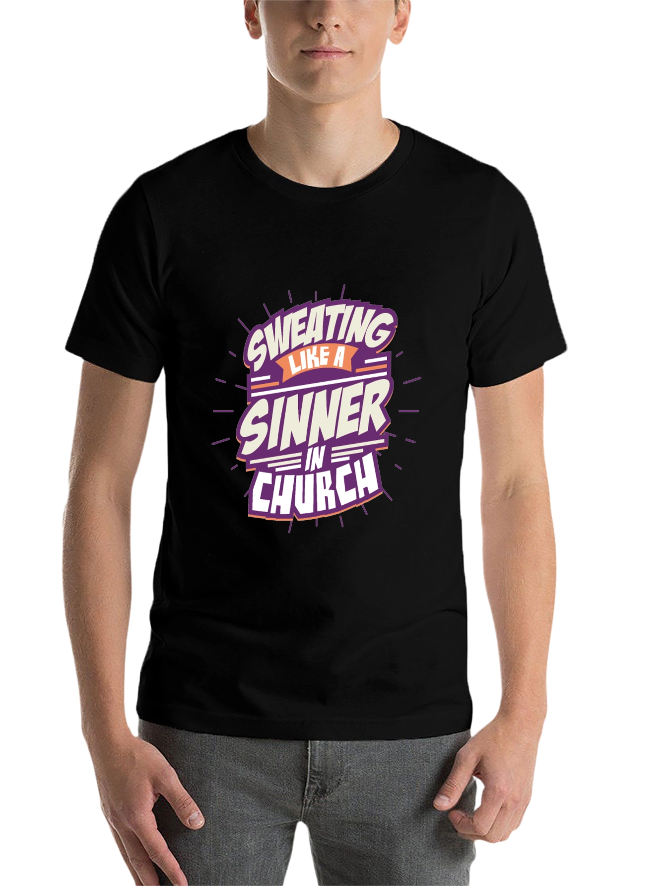 Black Sweating Like a Sinner T-Shirt view 7