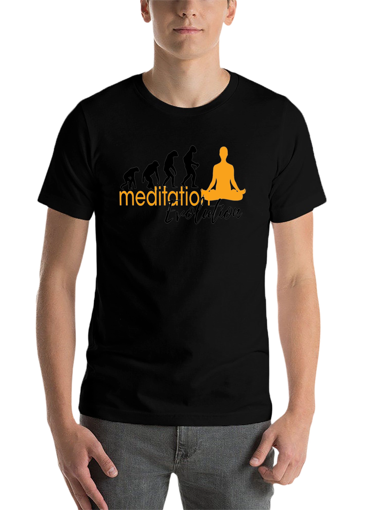 Black Meditation Evolution Black T-Shirt, Relaxed Fit view 7