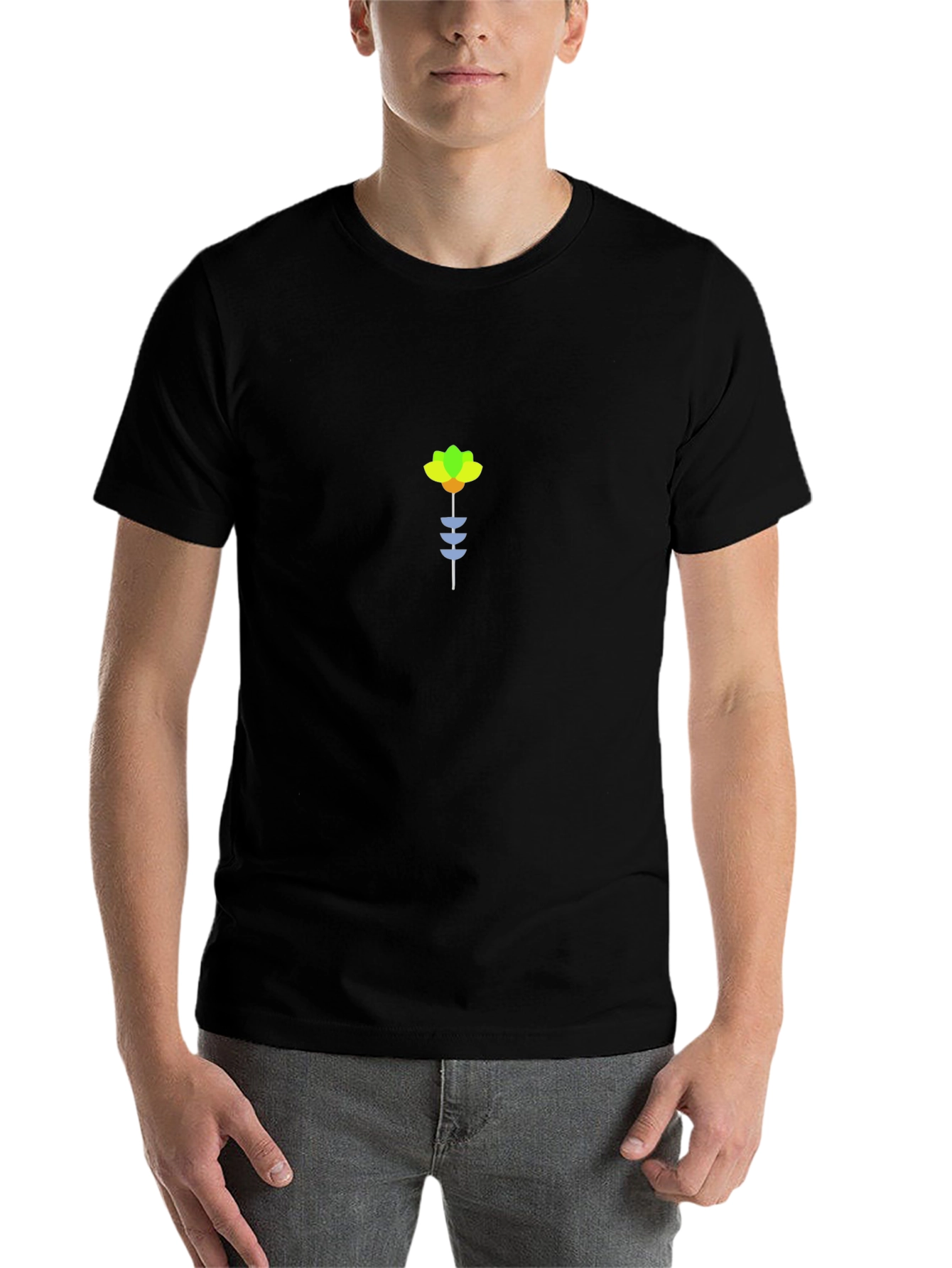 Black Minimalist Flower Graphic Tee - Black view 7
