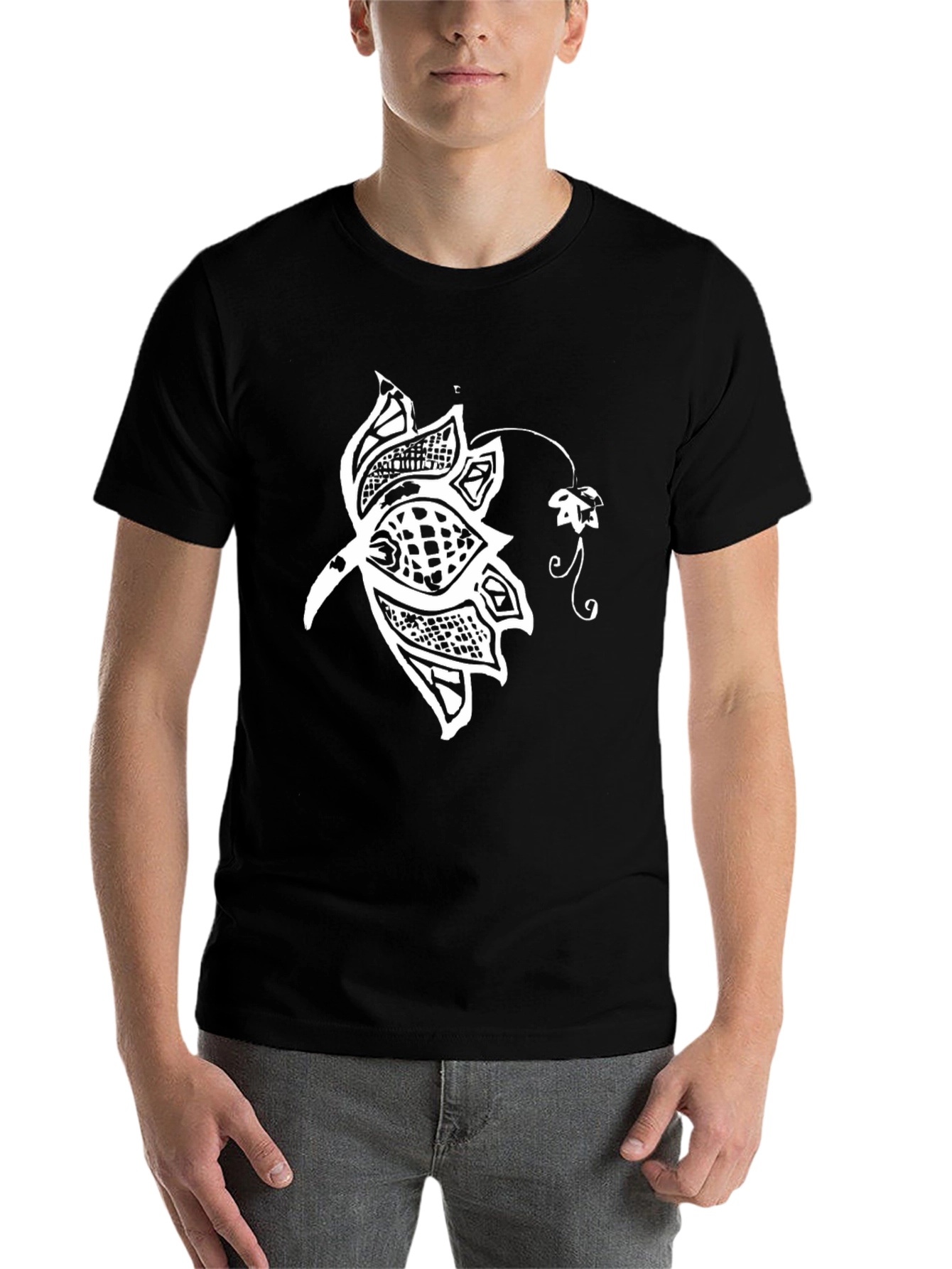 Black Black Floral Graphic T-Shirt - Unique Style view 7