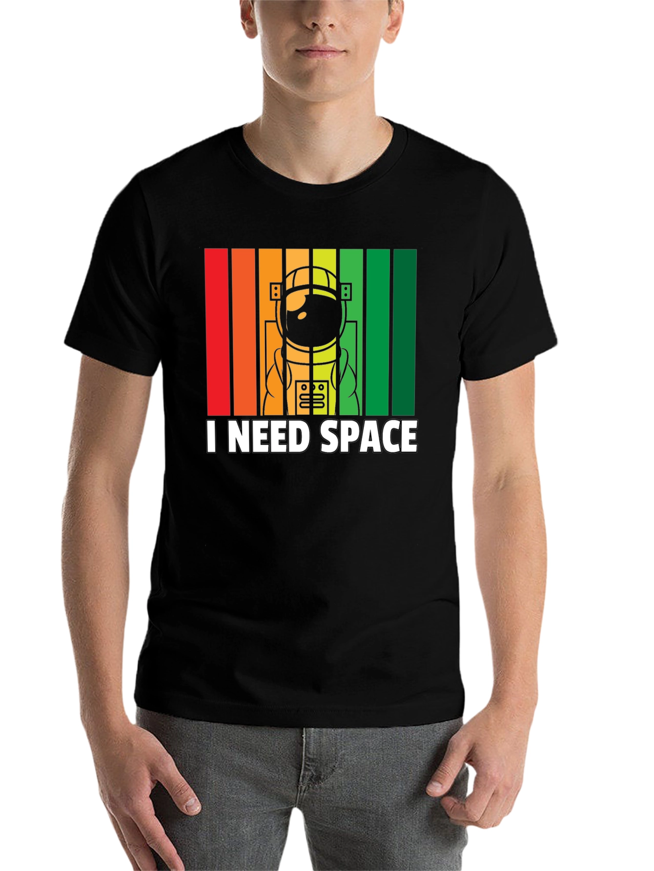 Black I Need Space Astronaut Graphic T-Shirt view 7