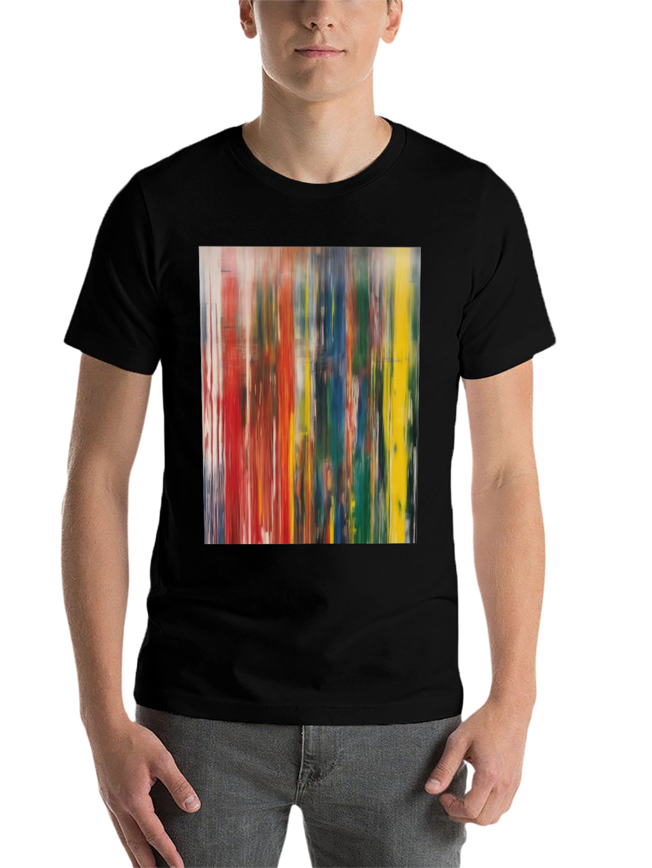 Black Abstract Art Print Black Cotton Tee view 7