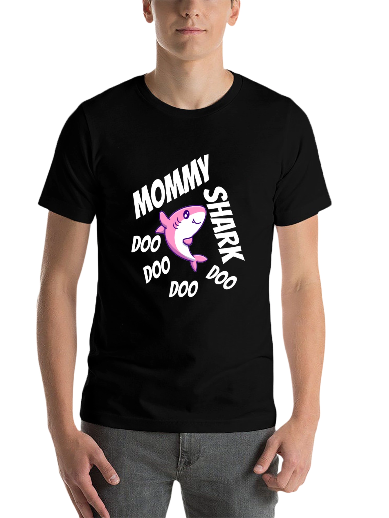 Black Mommy Shark Doo Doo Doo Black Graphic T-Shirt view 7